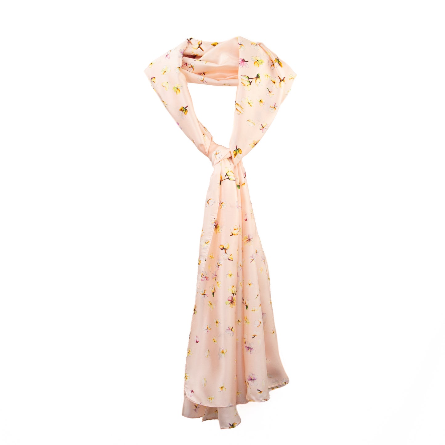 Eșarfă fină și deosebită cu efect mătase cu flori delicate, 180 x 85 cm - Roz