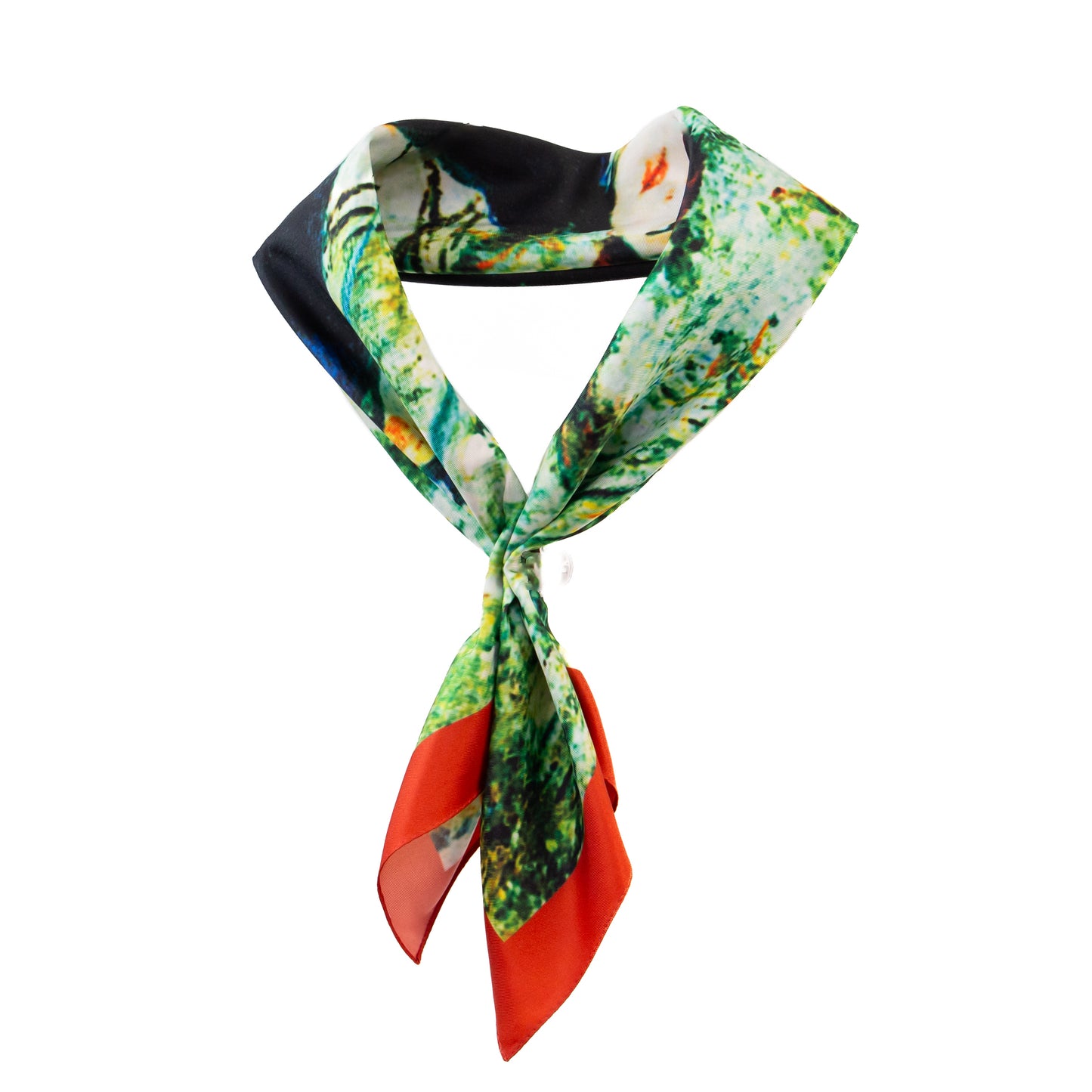 Eșarfă fină și deosebită cu efect mătase, eleganță vintage, 68 x 68 cm - Roșu, Verde