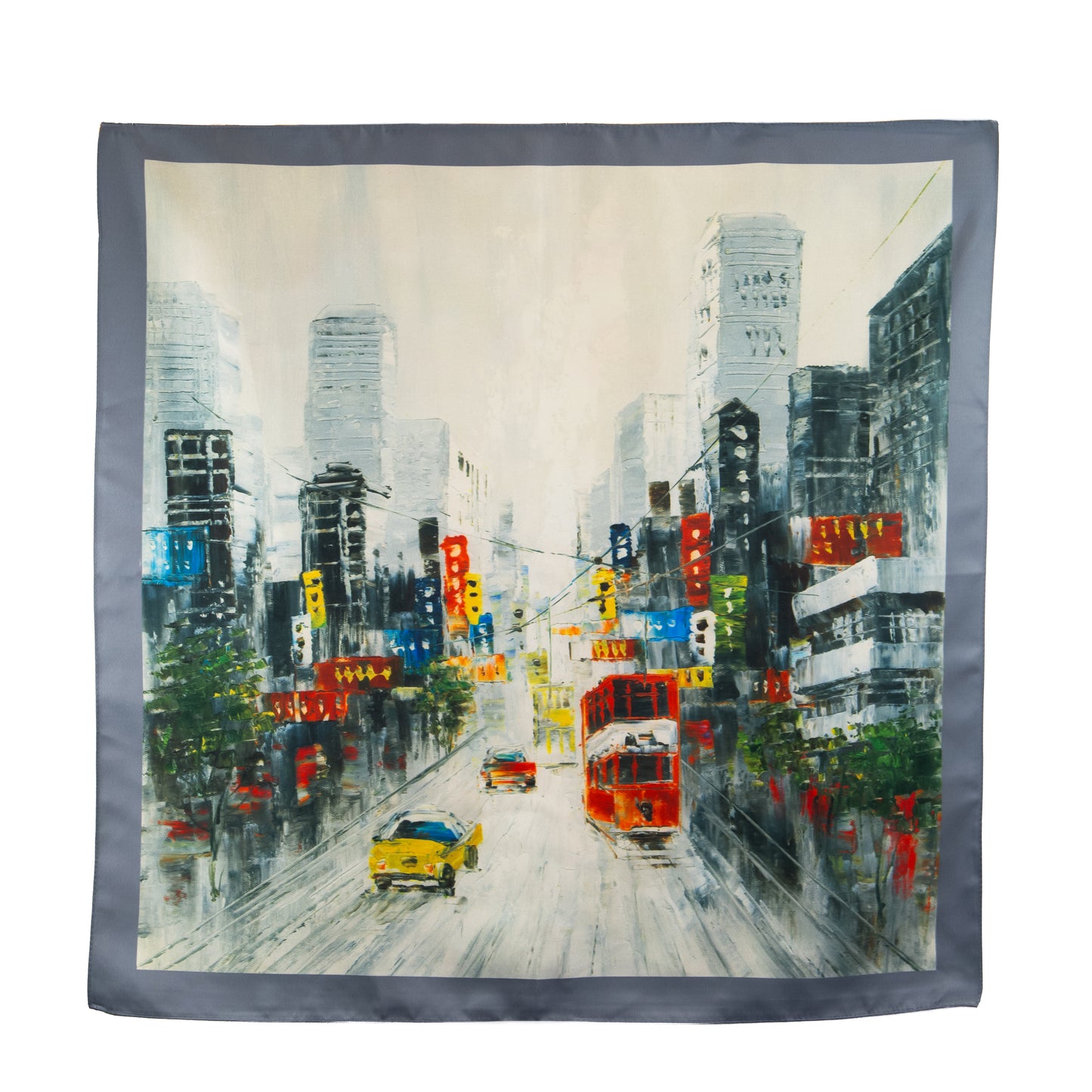 Eșarfă fină și deosebită cu efect mătase, farmec londonez, 68 x 68 cm - Gri