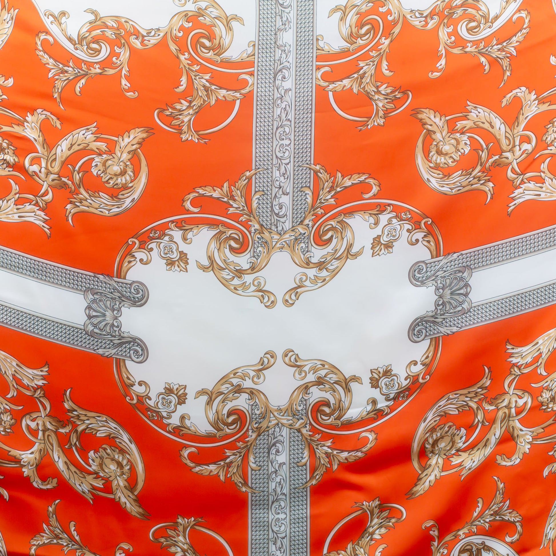 Eșarfă fină și deosebită cu efect mătase, imprimeu royal touch, 180 x 90 cm - Portocaliu