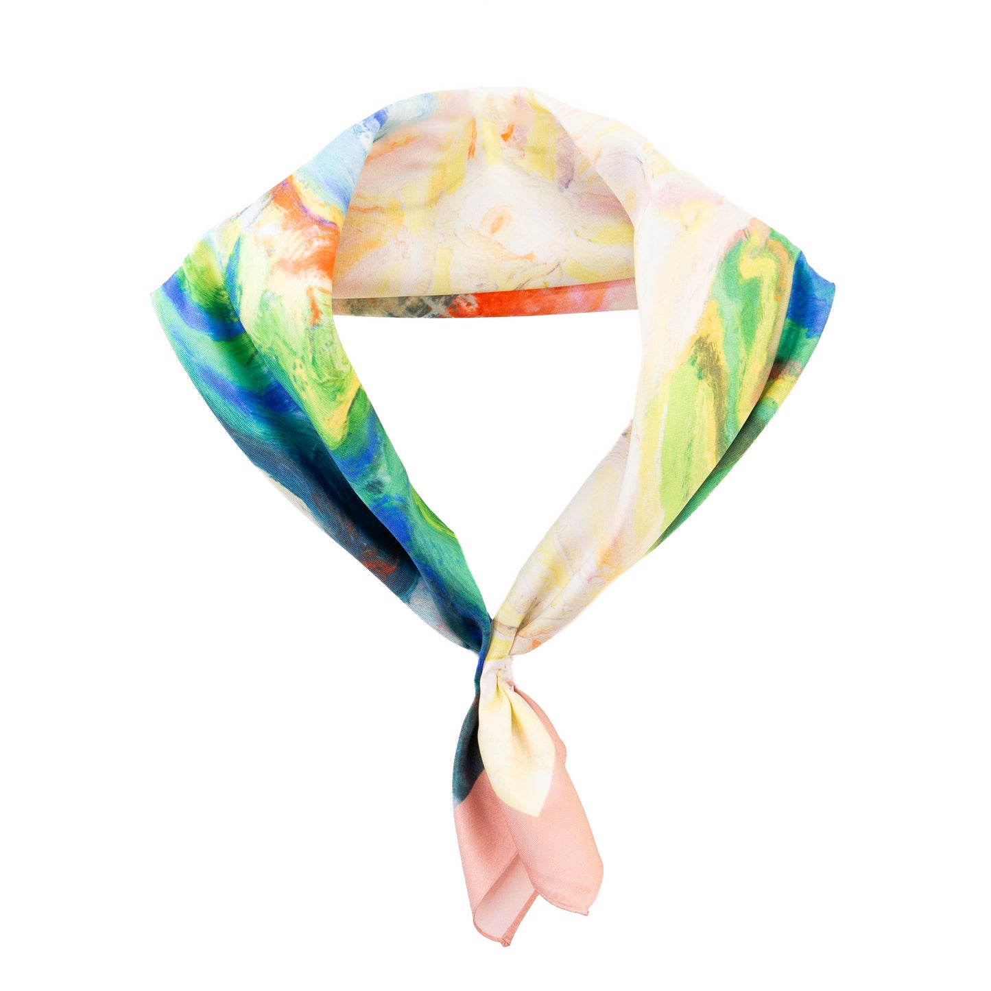 Eșarfă fină și deosebită cu efect mătase, peisaj de vis, 68 x 68 cm - Multicolor