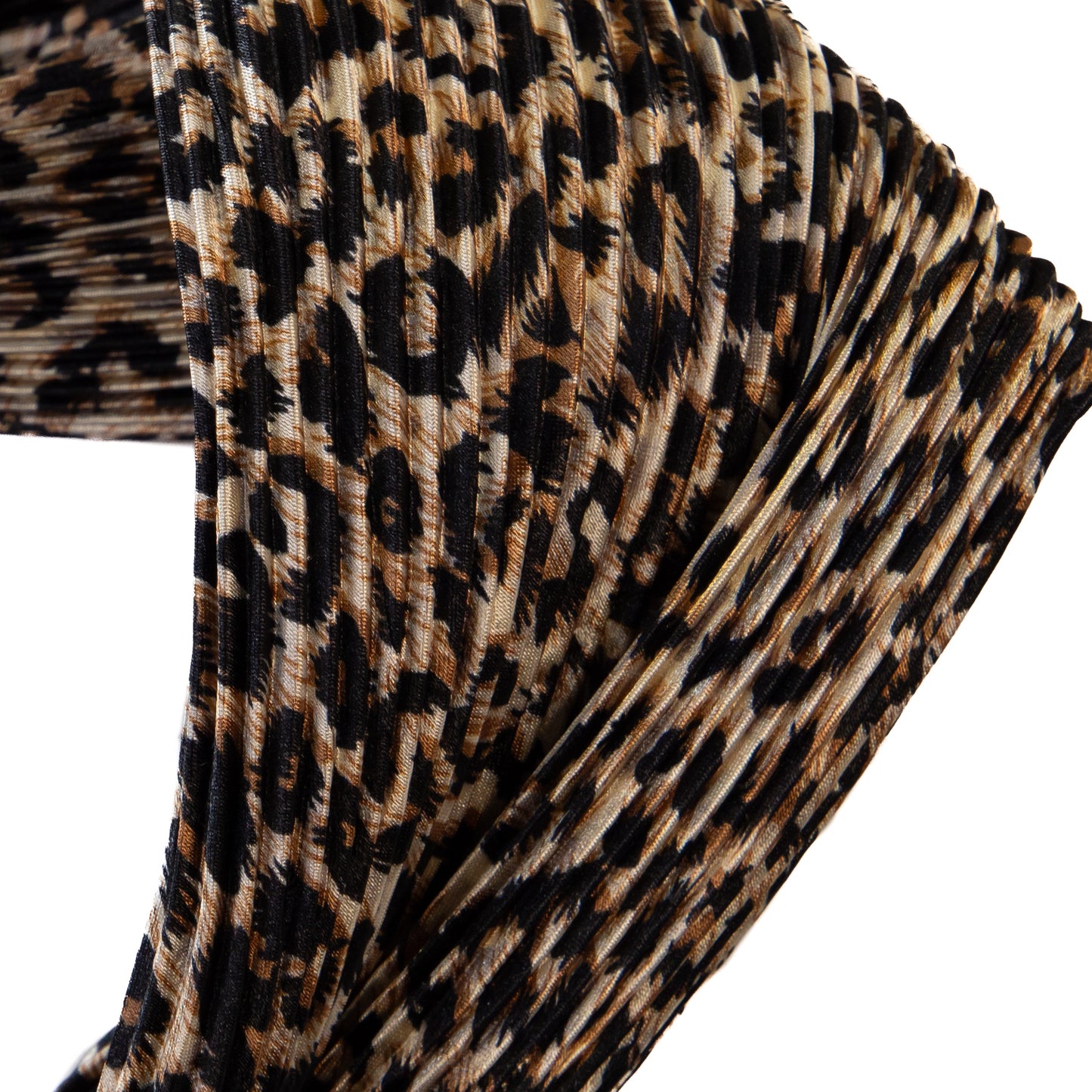 Eșarfă plisată din satin, animal print, 120 x 80 cm - Maro