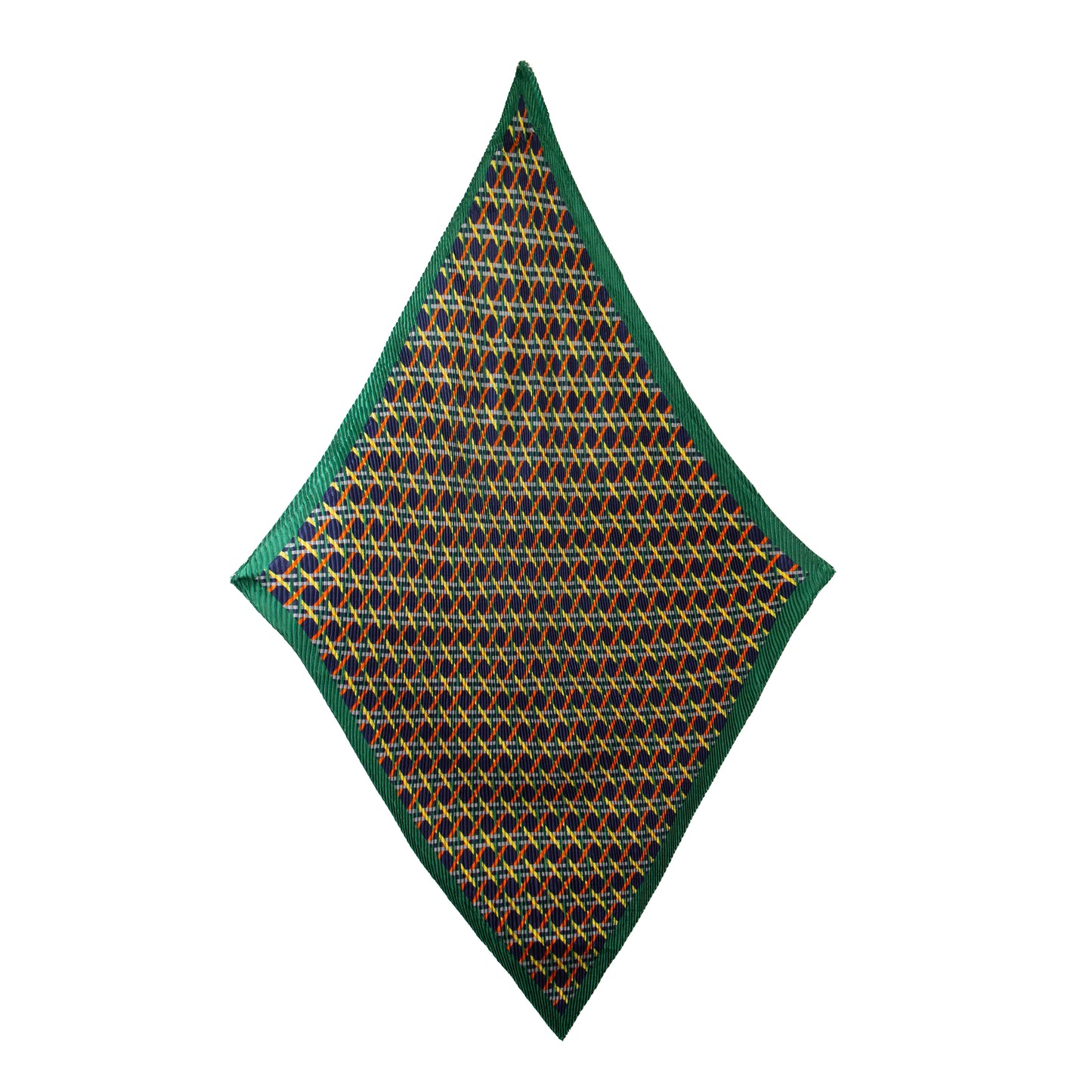 Eșarfă plisată din satin cu motive decorative, 120 x 80 cm - Albastru, Verde
