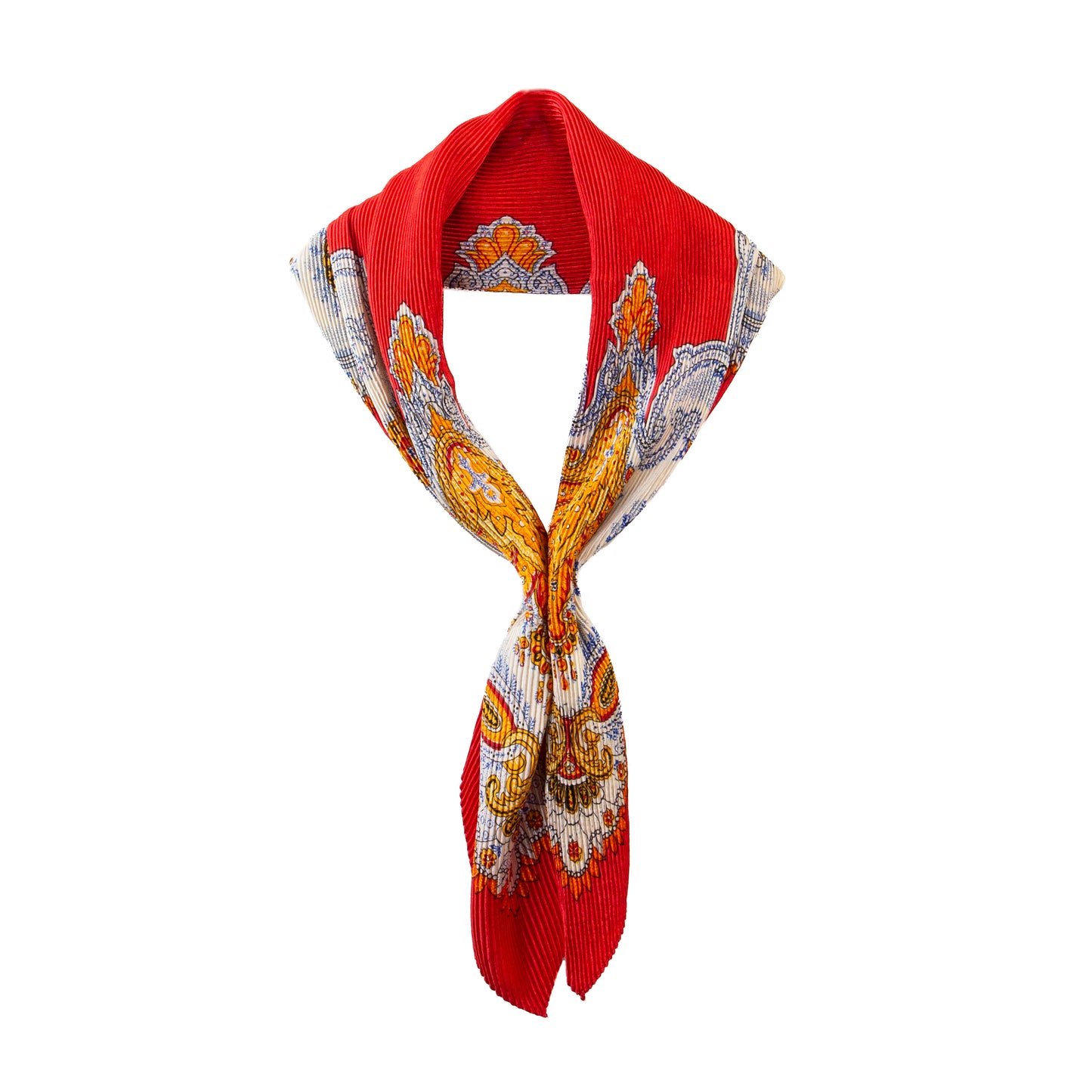 Eșarfă plisată din satin, eleganță orientală, 120 x 80 cm - Roșu, Portocaliu
