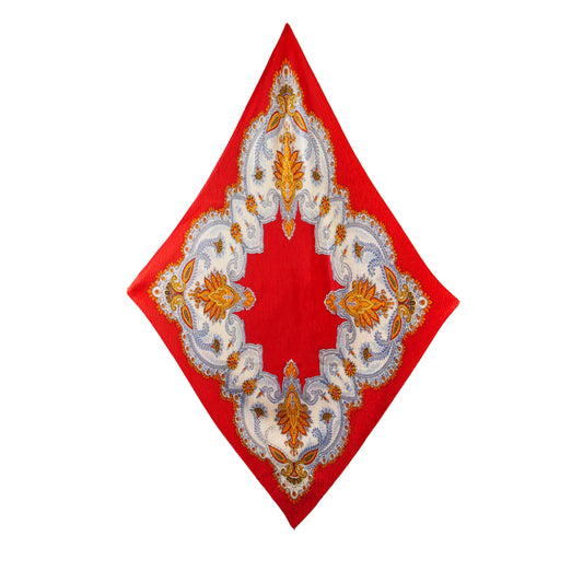 Eșarfă plisată din satin, eleganță orientală, 120 x 80 cm - Roșu, Portocaliu