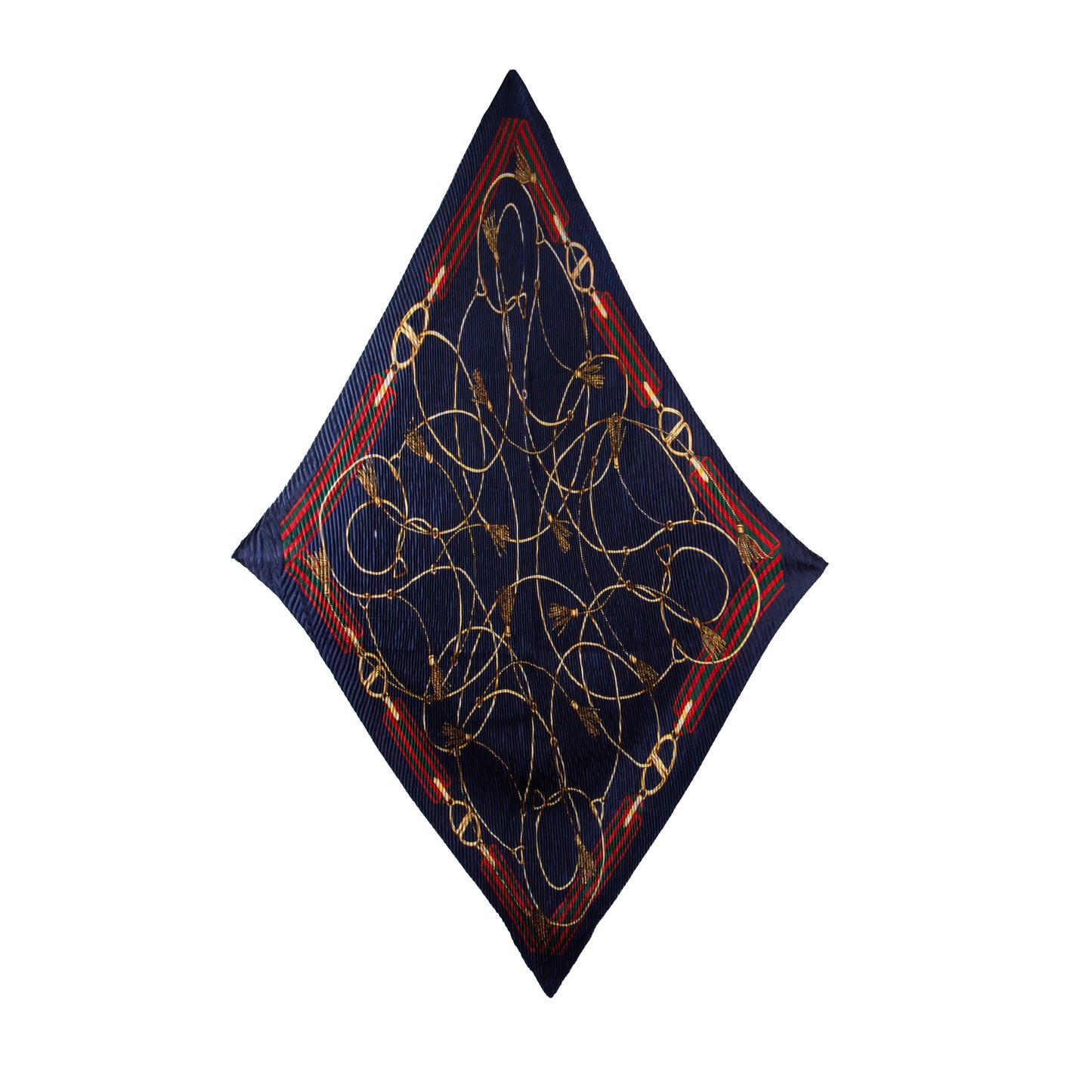 Eșarfă plisată din satin, inspirație luxury, 120 x 80 cm - Albastru