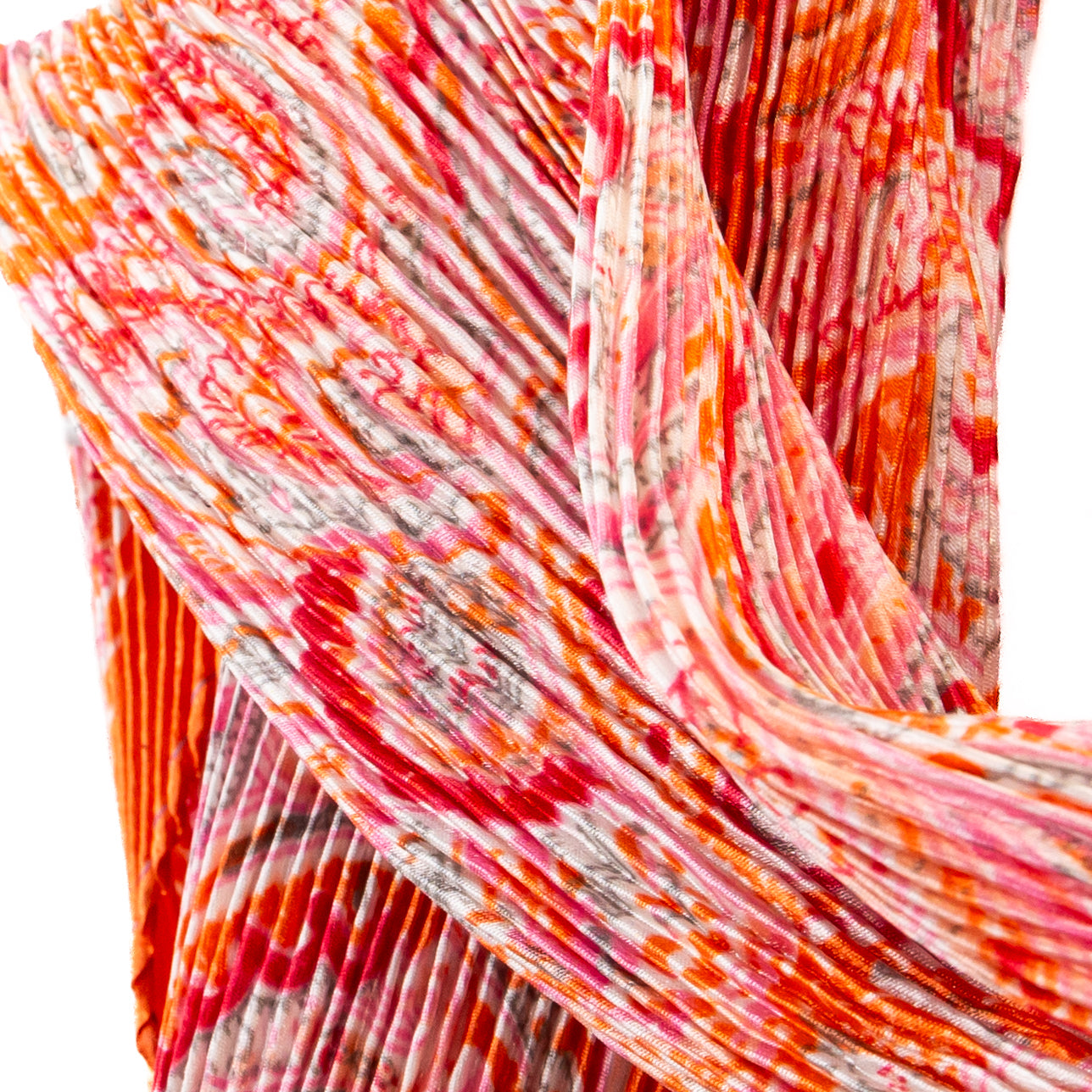Eșarfă plisată din satin, inspirație orientală, 120 x 80 cm - Portocaliu, Roz