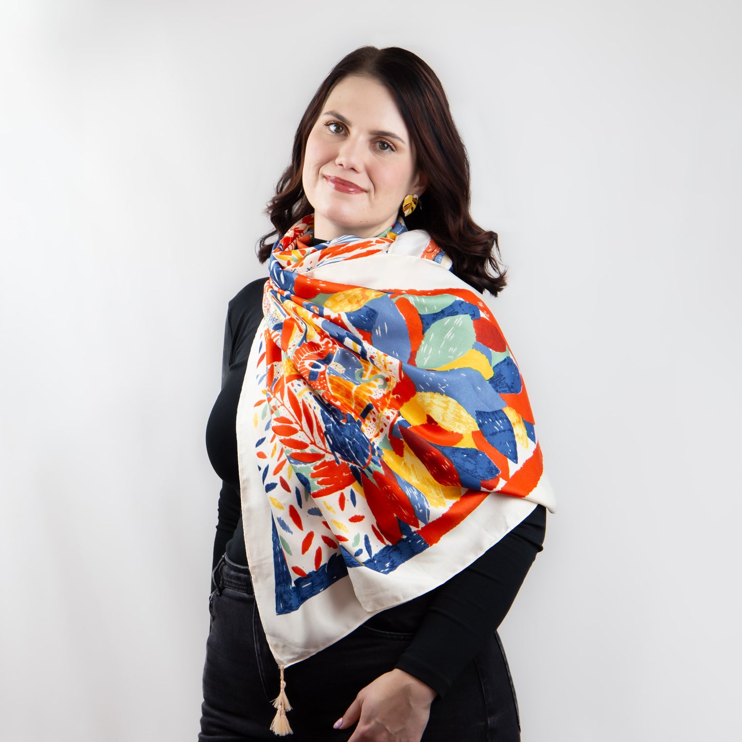 Eșarfă premium cu imprimeu plin de viață, 180 x 85 cm