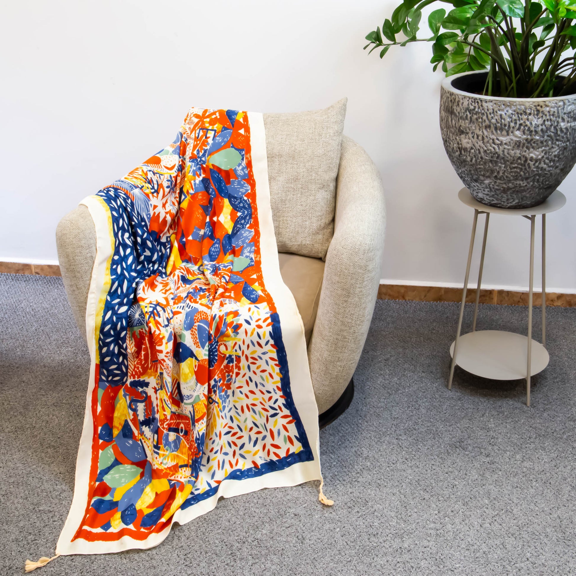 Eșarfă premium cu imprimeu plin de viață, 180 x 85 cm