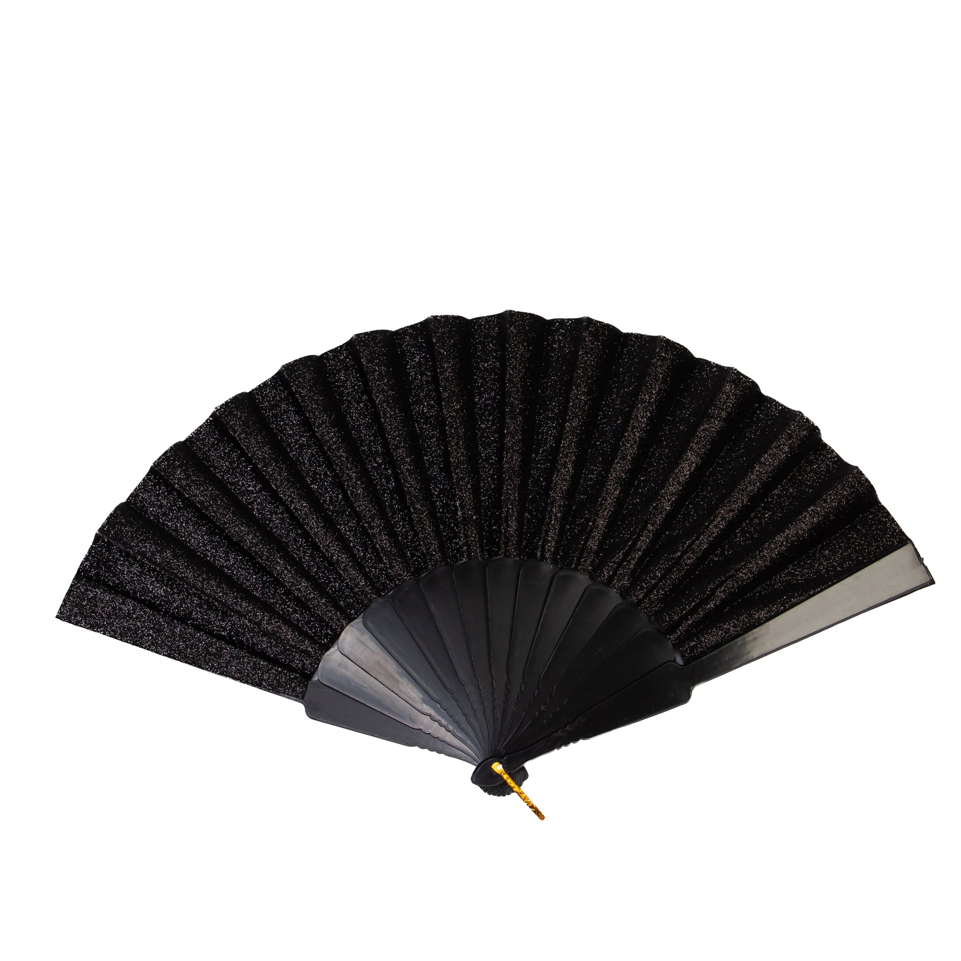 Evantai pliabil ușor, 23 cm, cu sclipici - Negru