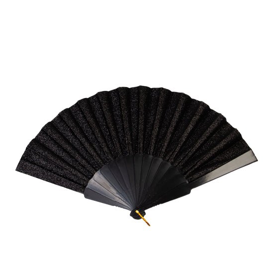 Evantai pliabil ușor, 23 cm, cu sclipici - Negru