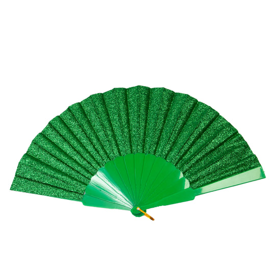 Evantai pliabil ușor, 23 cm, cu sclipici - Verde