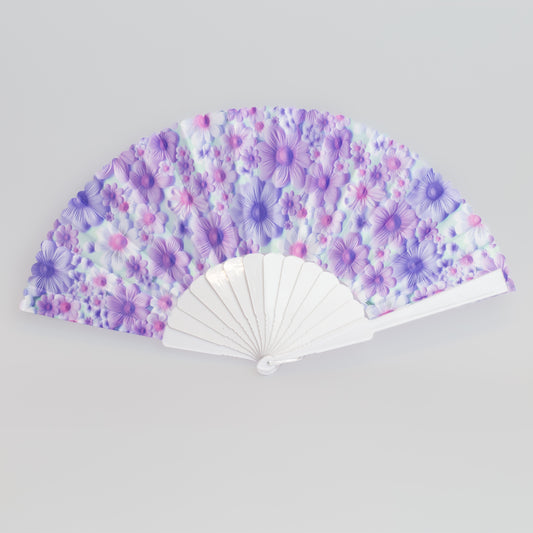 Evantai pliabil ușor, 23 cm, floral - Mov