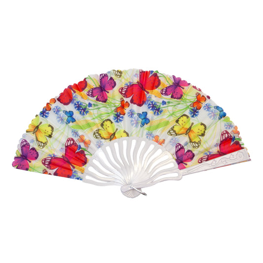 Evantai pliabil ușor, 23 cm, motiv fluturi - Colorful Wings