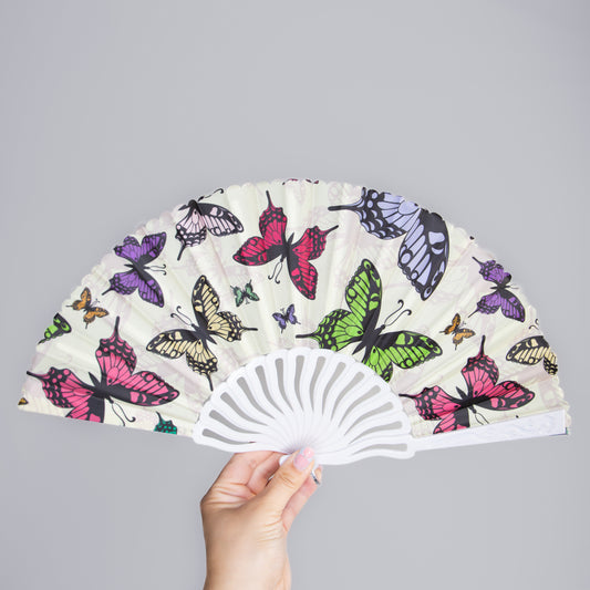 Evantai pliabil ușor, 23 cm, motiv fluturi - Dancing Butterflies