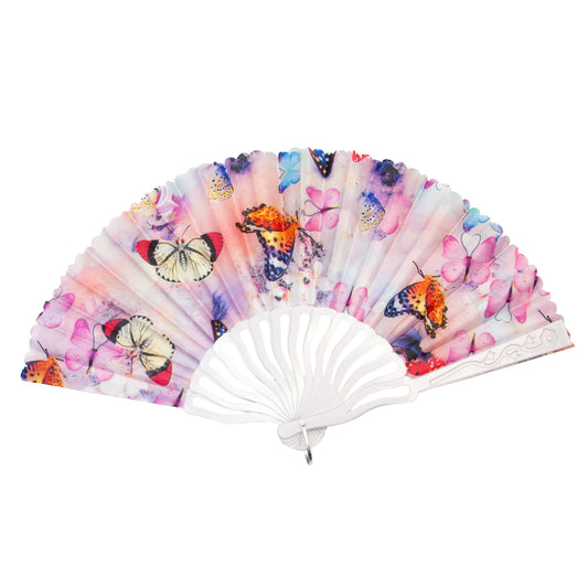 Evantai pliabil ușor, 23 cm, motiv fluturi - Pastel Butterflies