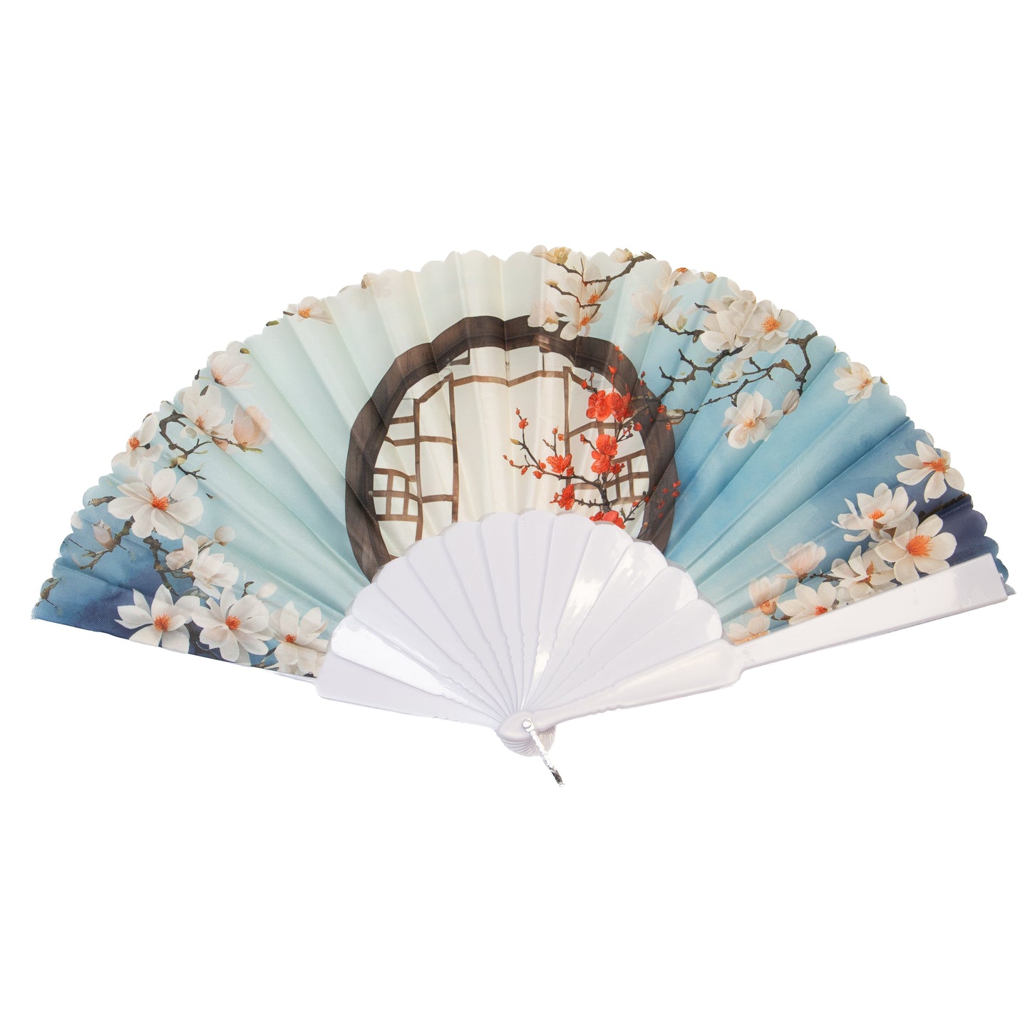 Evantai pliabil ușor, 23 cm, motiv grădină japoneză - Magnolia Breeze