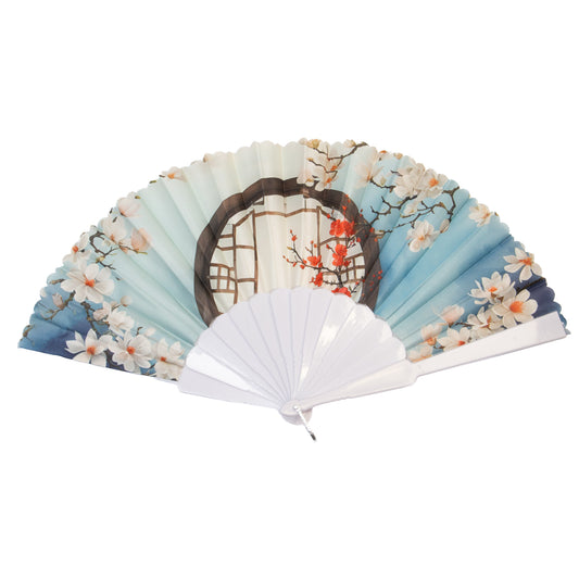 Evantai pliabil ușor, 23 cm, motiv grădină japoneză - Magnolia Breeze