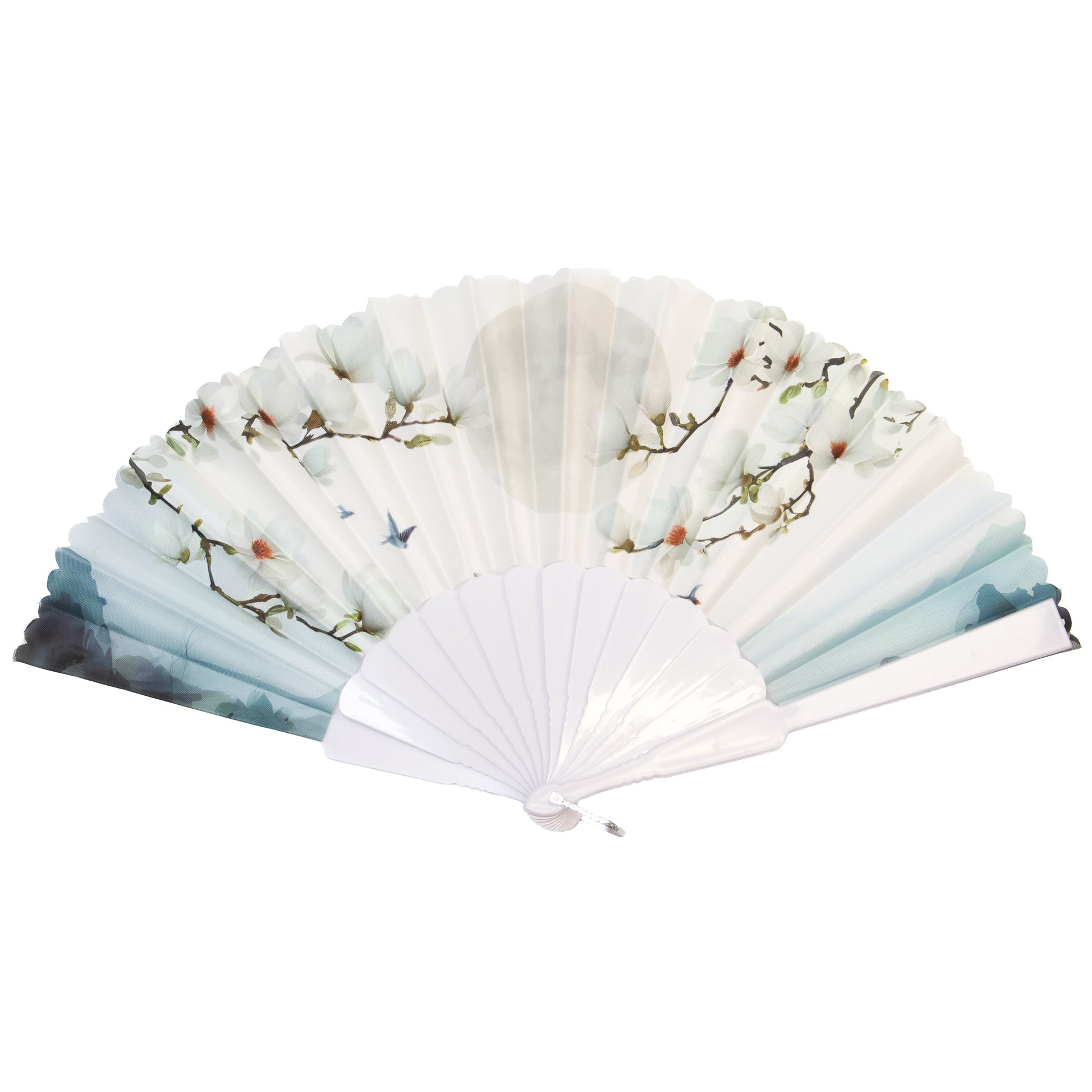 Evantai pliabil ușor, 23 cm, motiv grădină japoneză - Moon Window