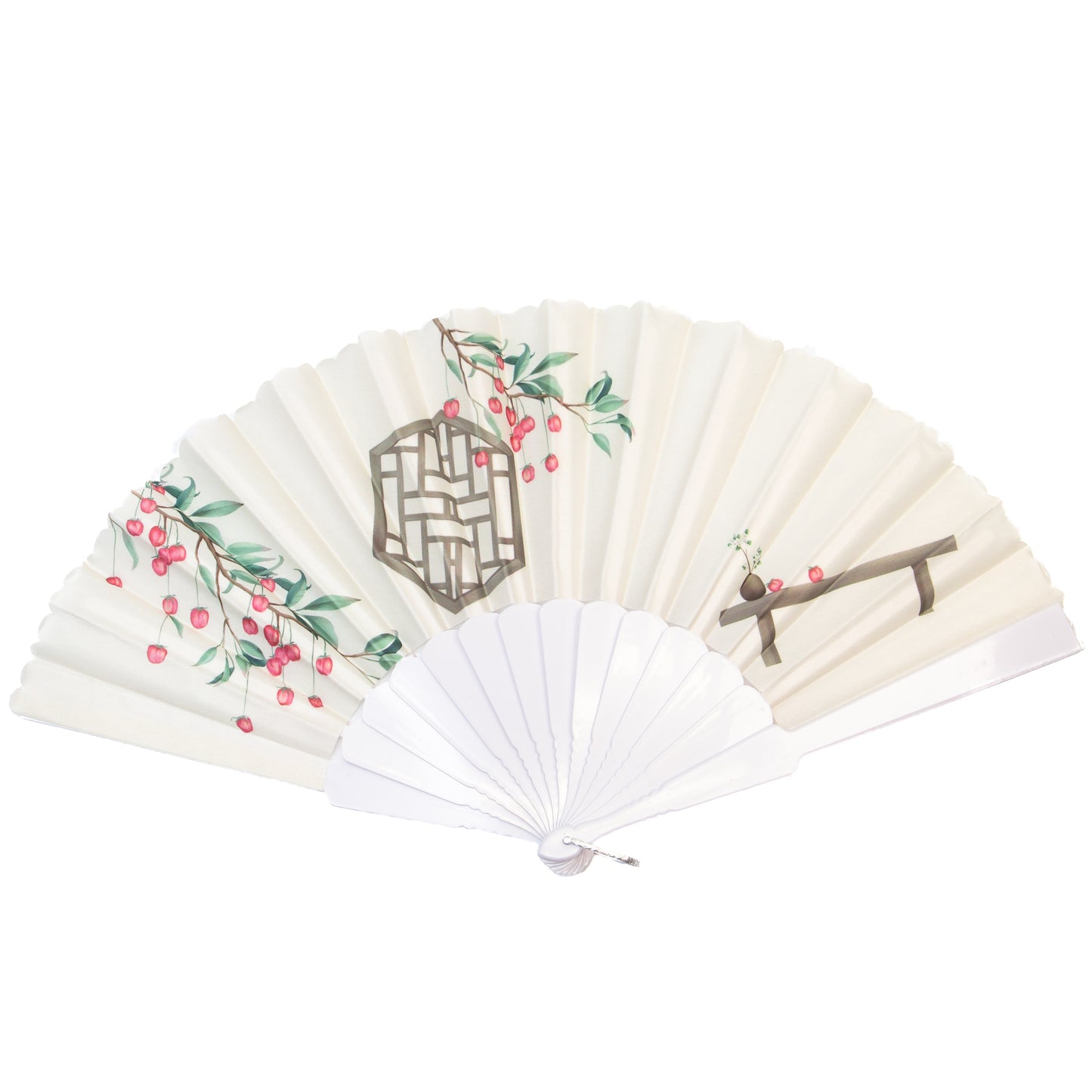 Evantai pliabil ușor, 23 cm, motiv grădină japoneză - Red Berries
