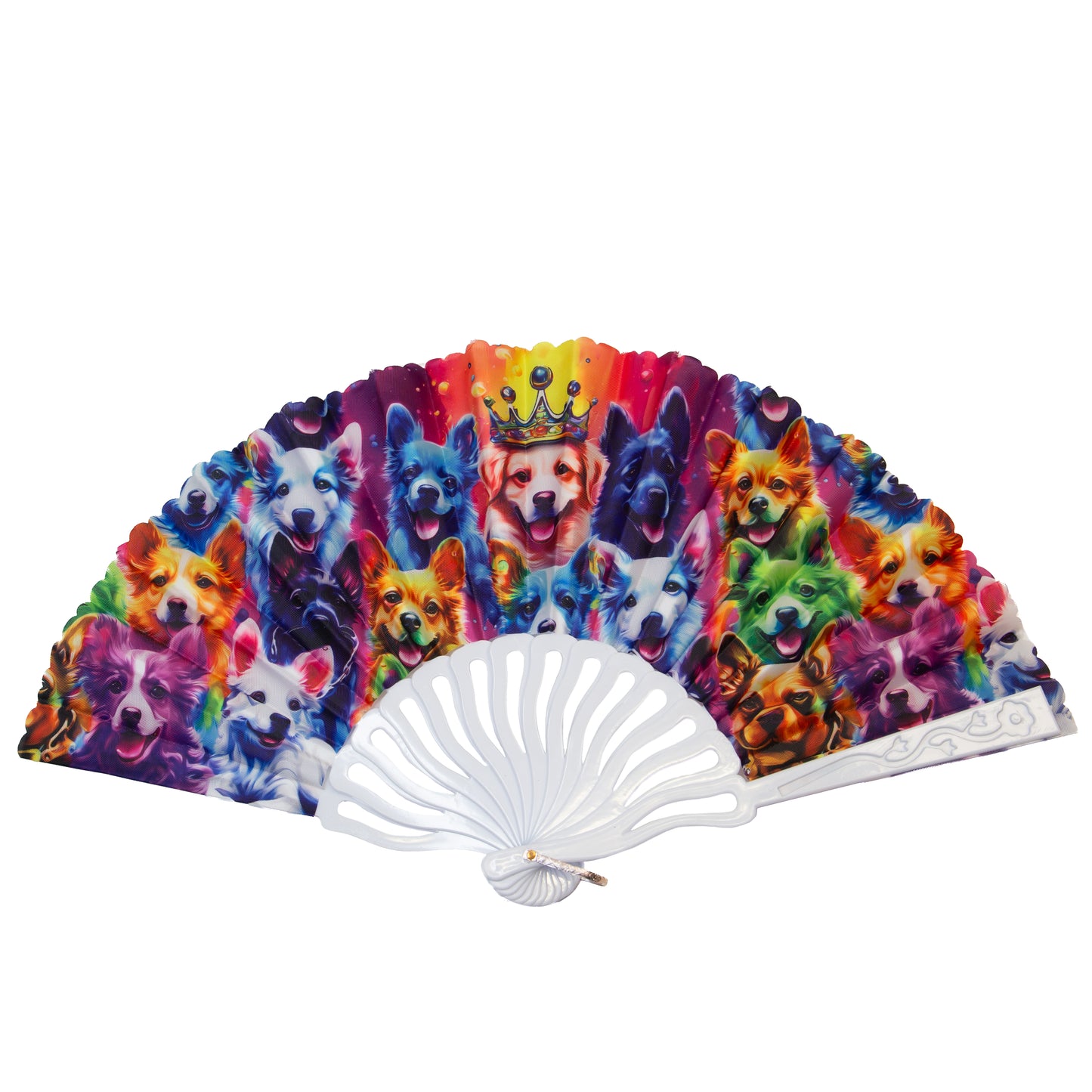 Evantai pliabil ușor, 23 cm, motiv lăbuțe răsfățate - Color Splash