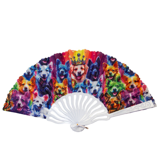 Evantai pliabil ușor, 23 cm, motiv lăbuțe răsfățate - Color Splash