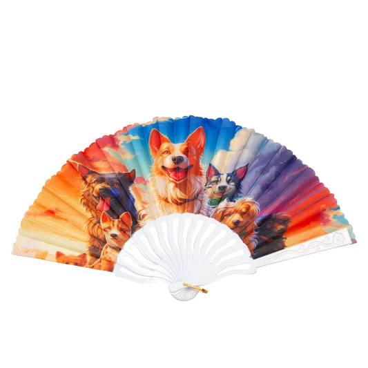 Evantai pliabil ușor, 23 cm, motiv lăbuțe răsfățate - Sunset Pack
