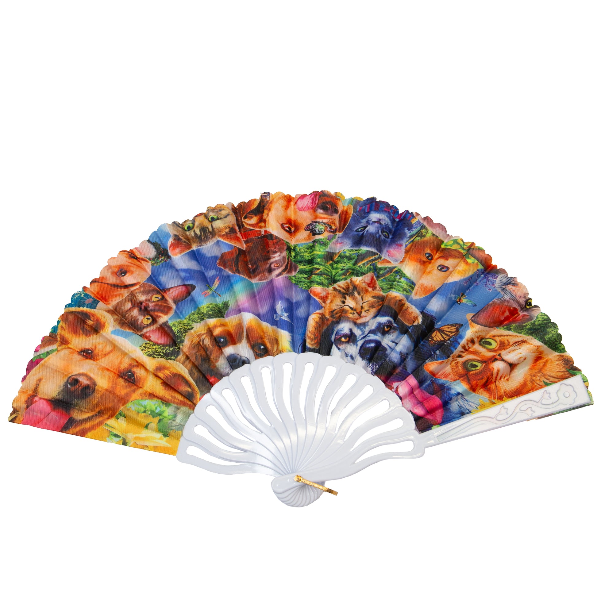 Evantai pliabil ușor, 23 cm, motiv Pet Paradise - Multicolor