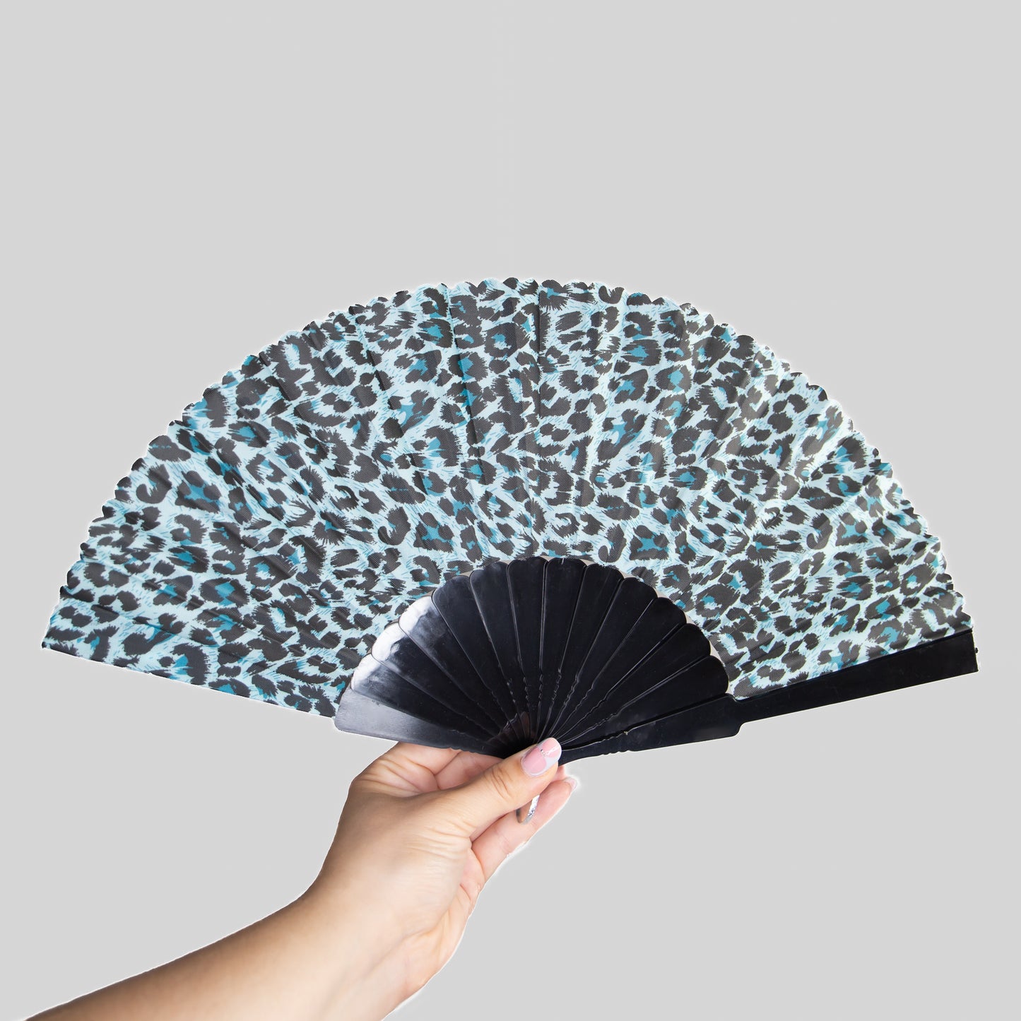 Evantai pliabil ușor, 23 cm, motiv Wild Style - Albastru