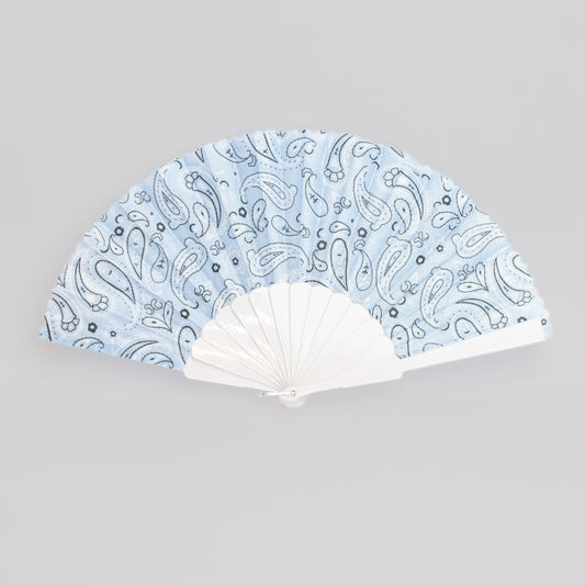 Evantai pliabil ușor, 23 cm, paisley - Albastru