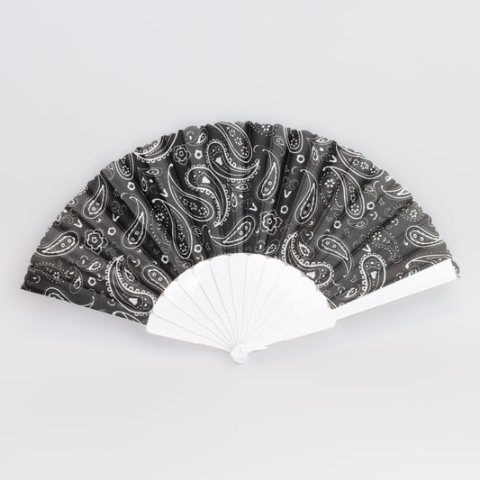 Evantai pliabil ușor, 23 cm, paisley - Negru