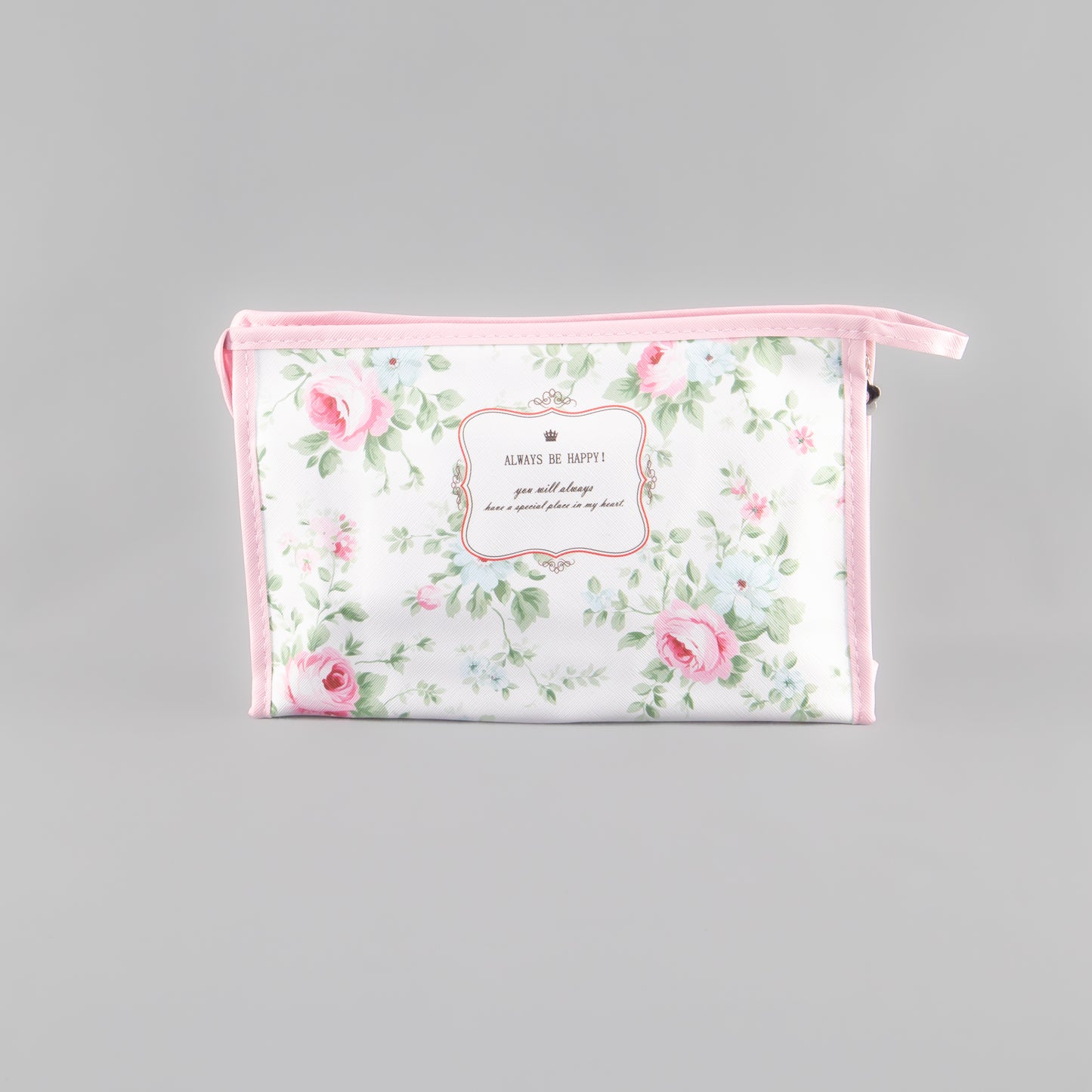 Geantă cosmetice Always be happy - Alb, Roz