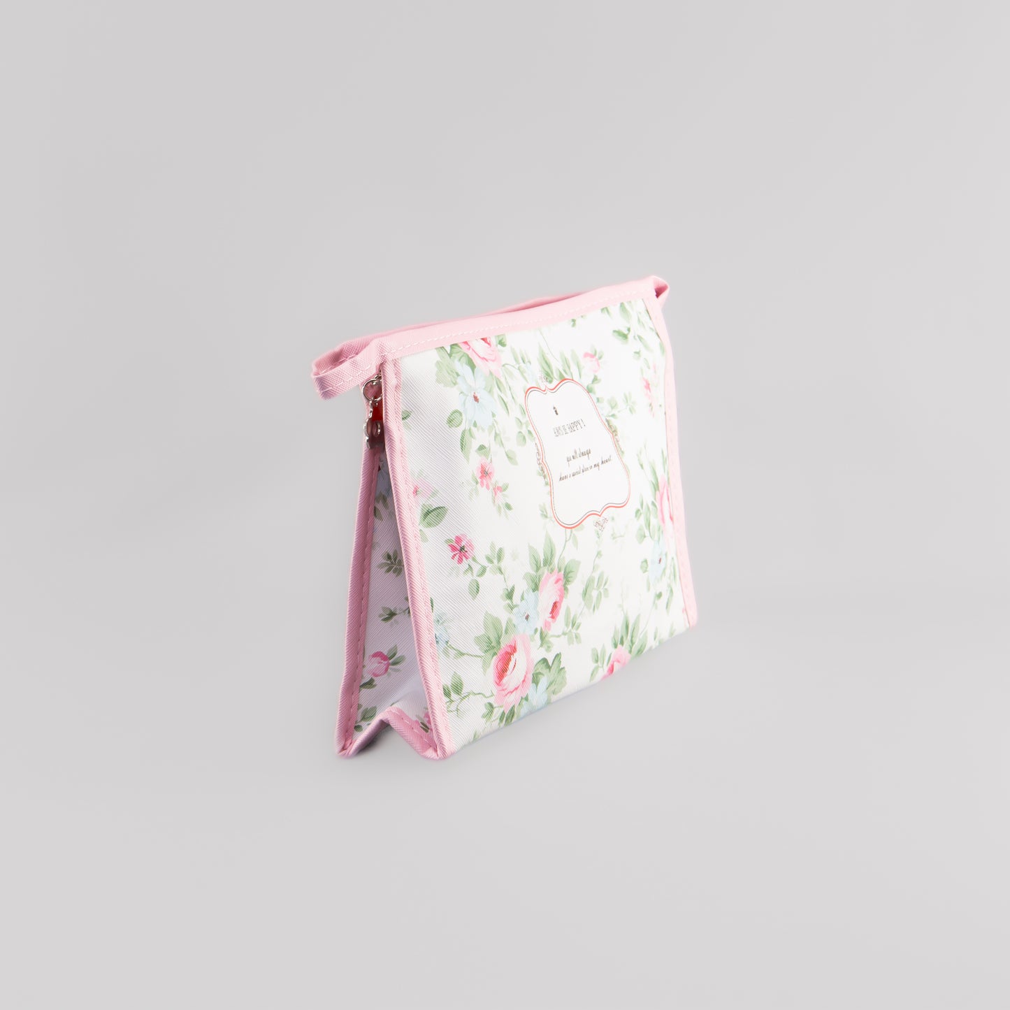 Geantă cosmetice Always be happy - Alb, Roz