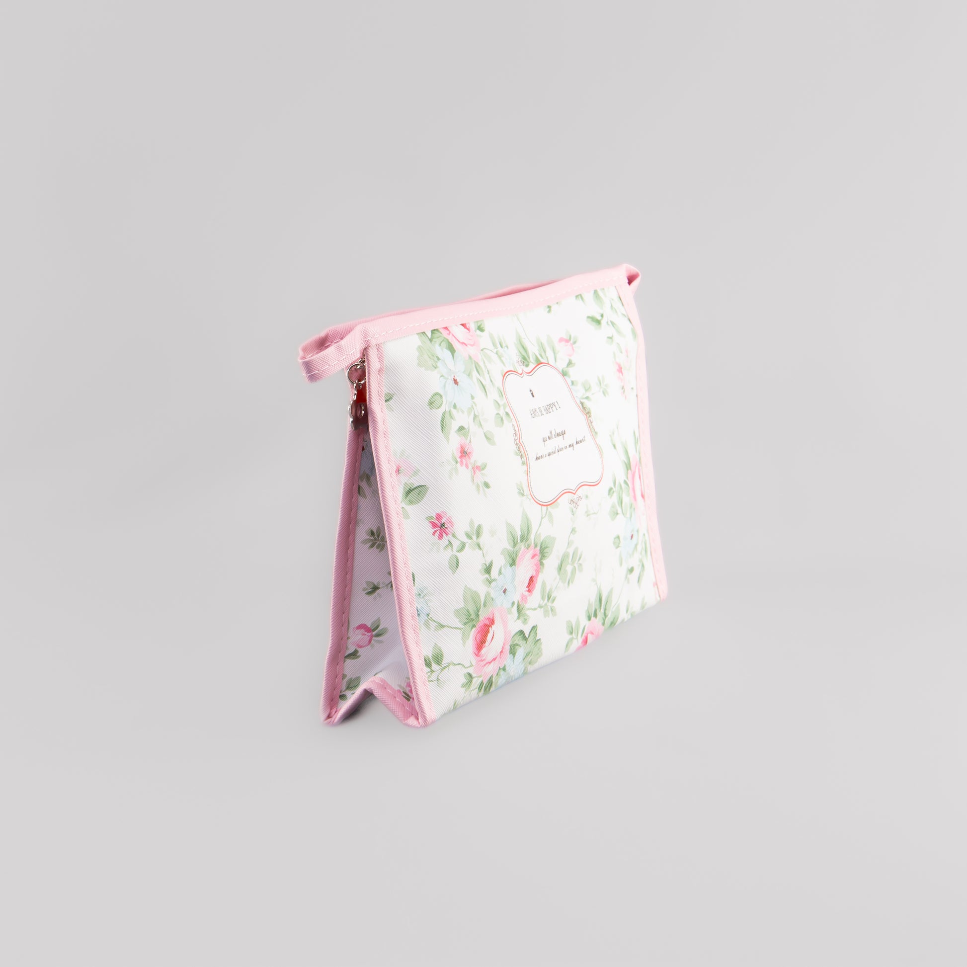 Geantă cosmetice Always be happy - Alb, Roz