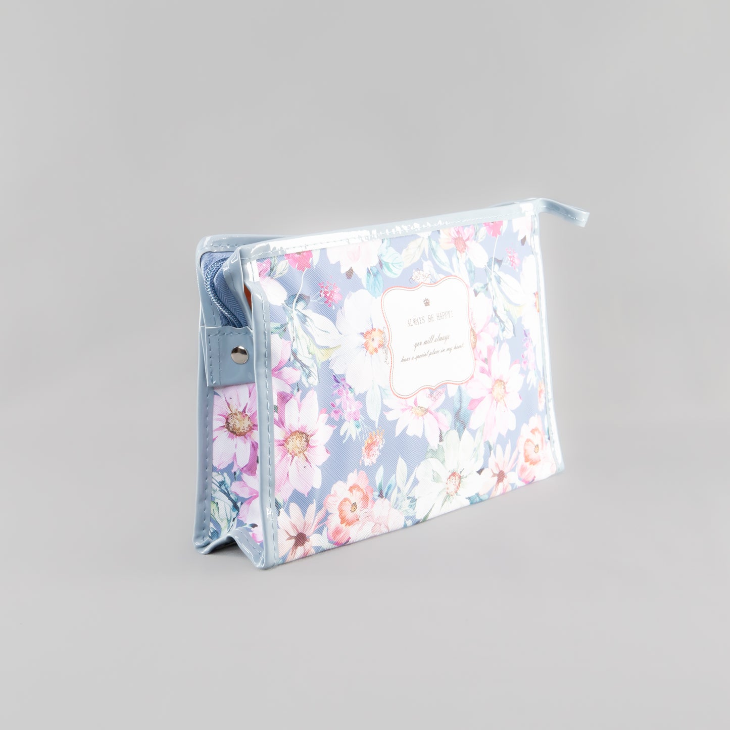 Geantă cosmetice Always be happy - Albastru, Roz