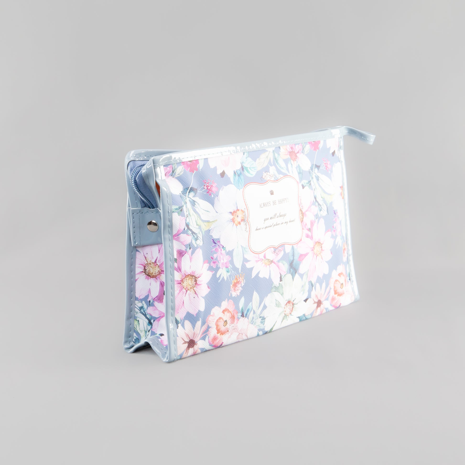 Geantă cosmetice Always be happy - Albastru, Roz