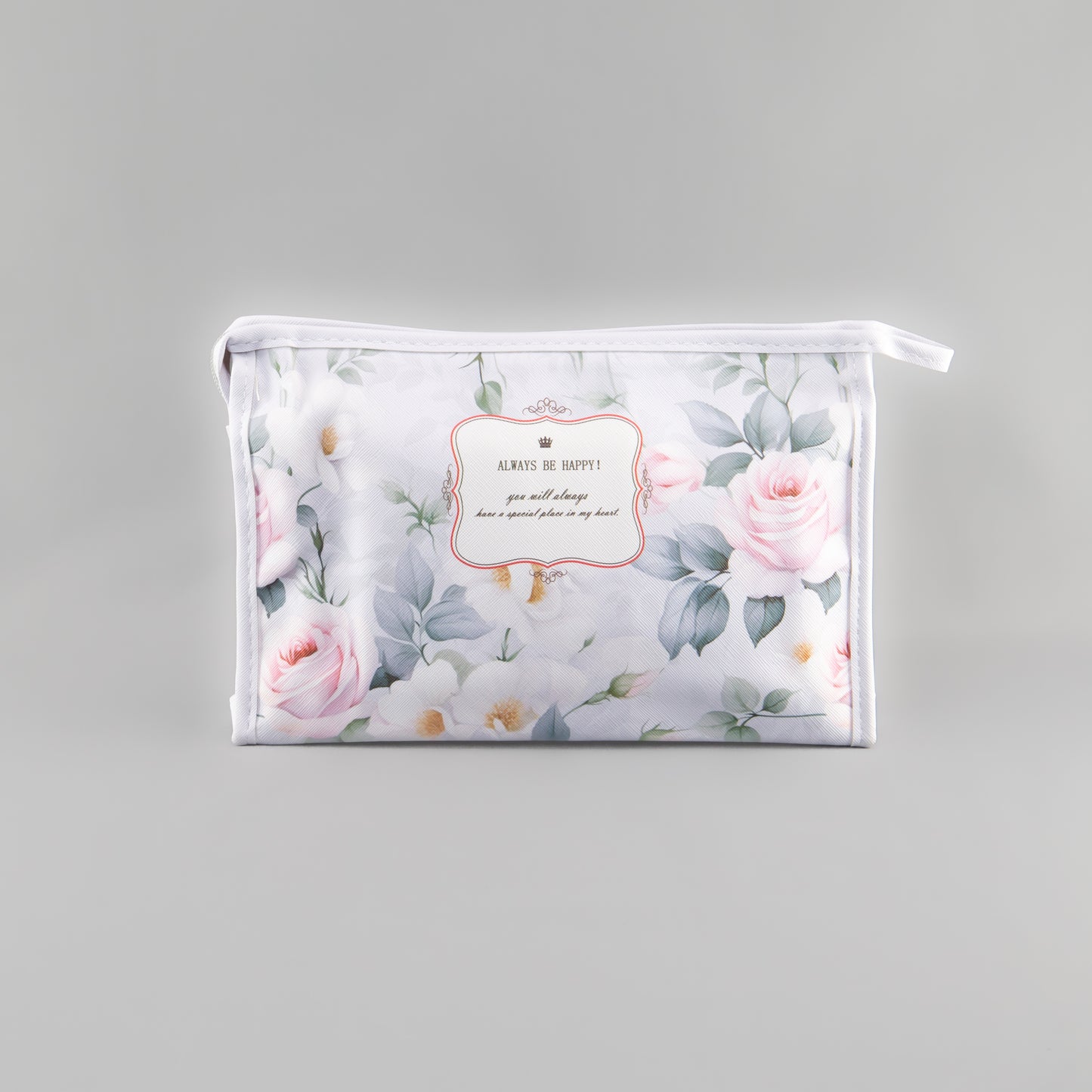 Geantă cosmetice Always be happy - Gri, Roz