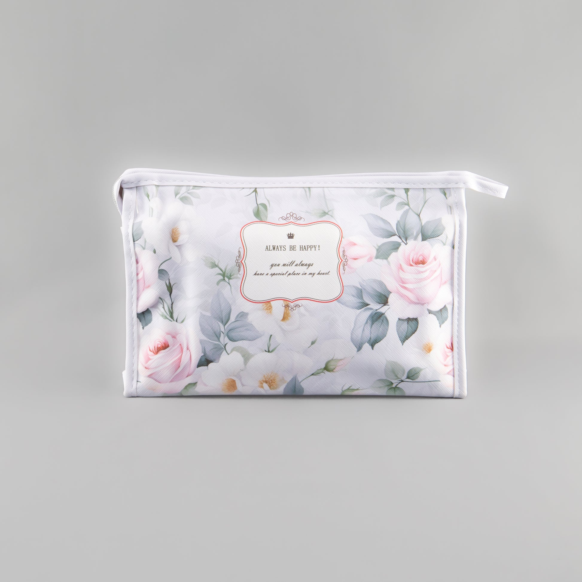 Geantă cosmetice Always be happy - Gri, Roz