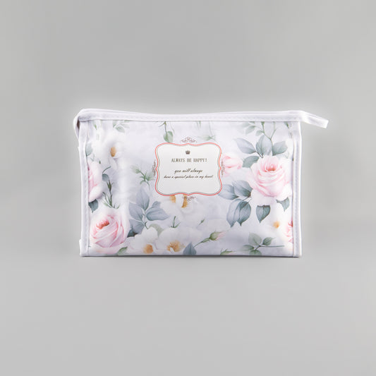 Geantă cosmetice Always be happy - Gri, Roz