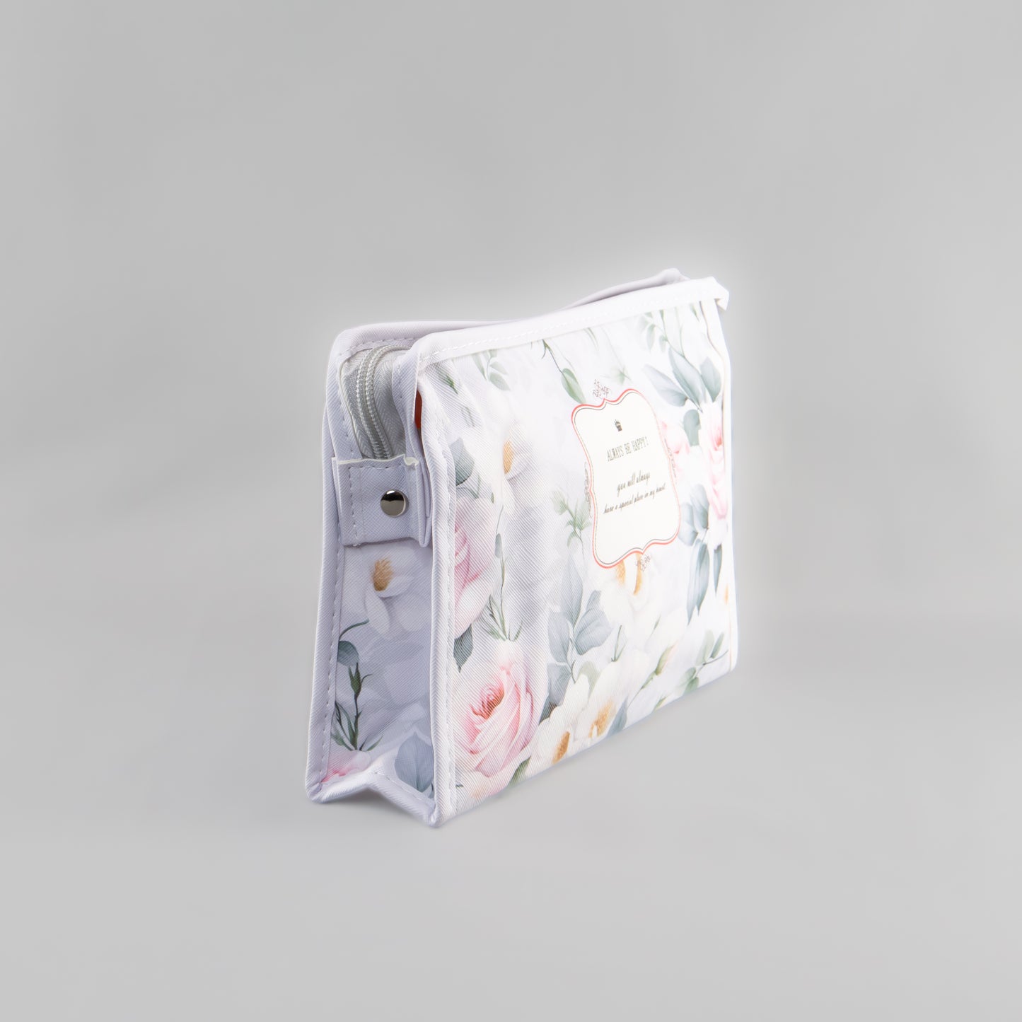 Geantă cosmetice Always be happy - Gri, Roz