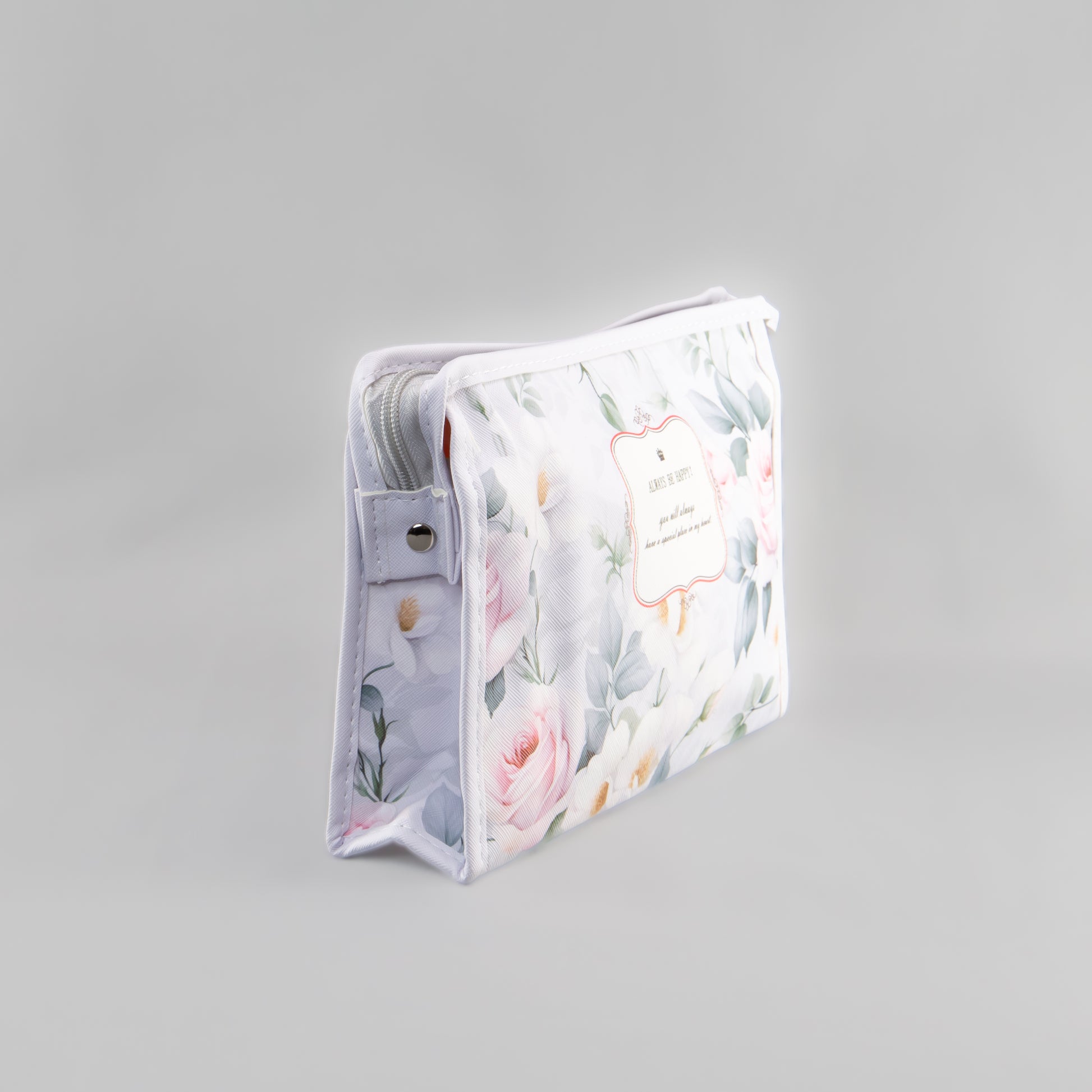 Geantă cosmetice Always be happy - Gri, Roz