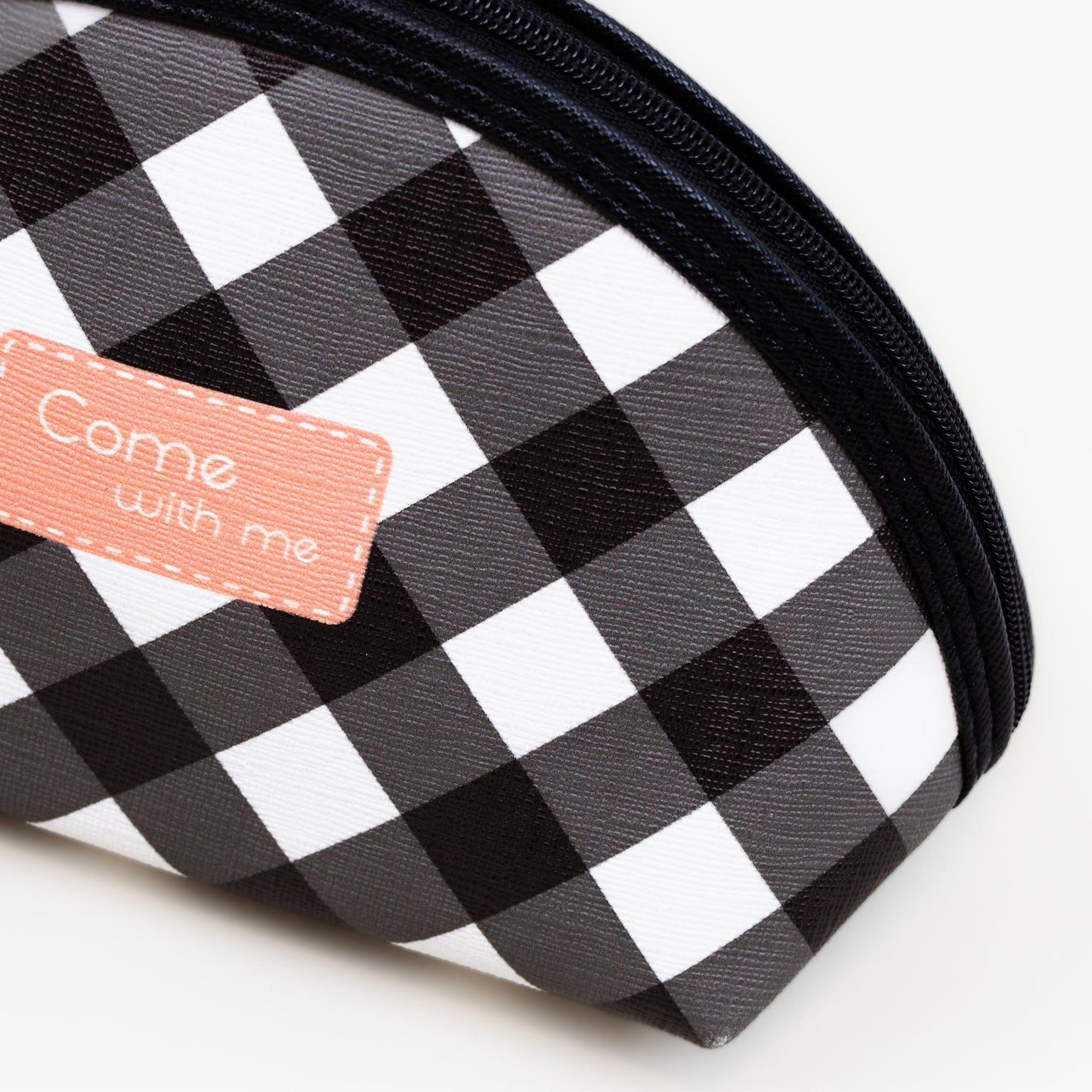 Geantă cosmetice cu imprimeu alb negru - Come With Me