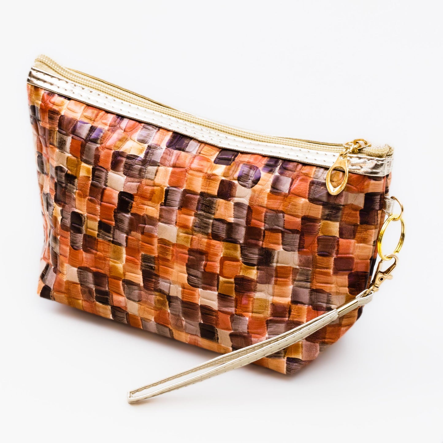 Geantă cosmetice cu imprimeu mozaic - Maro, Bej