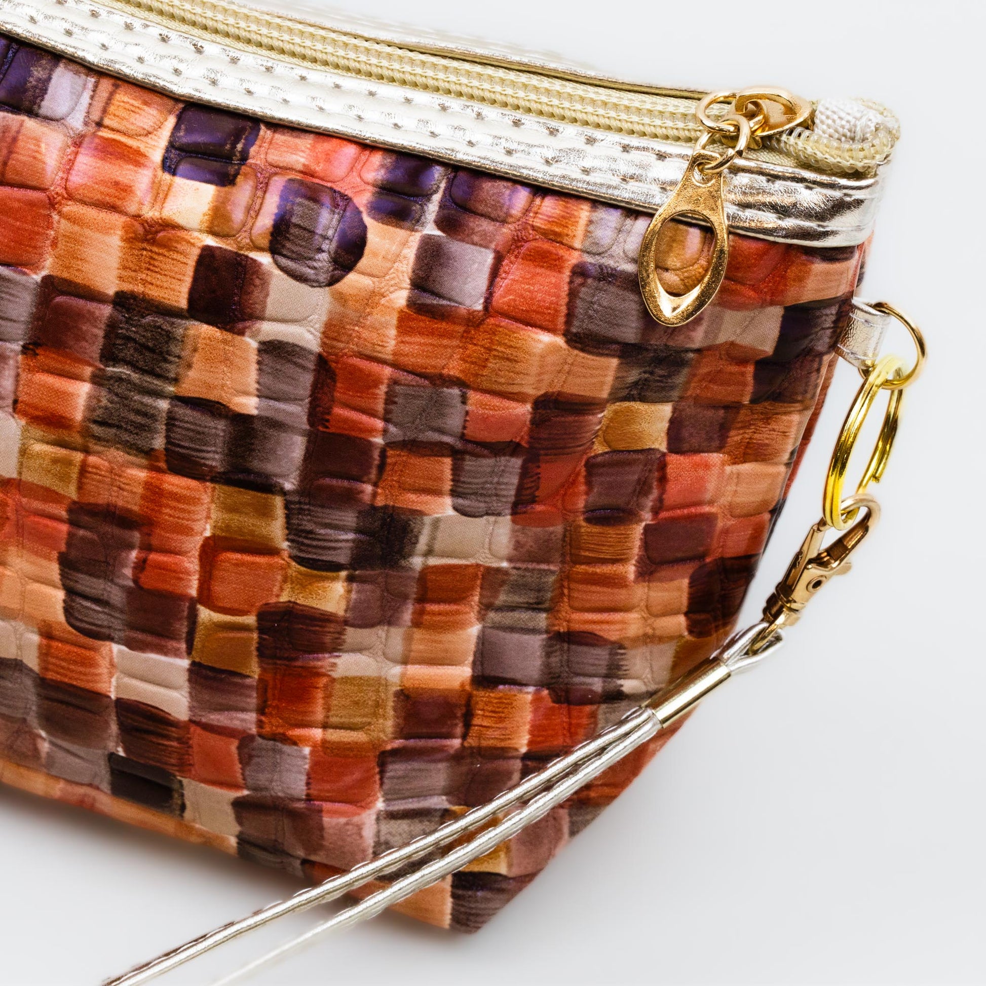 Geantă cosmetice cu imprimeu mozaic - Maro, Bej