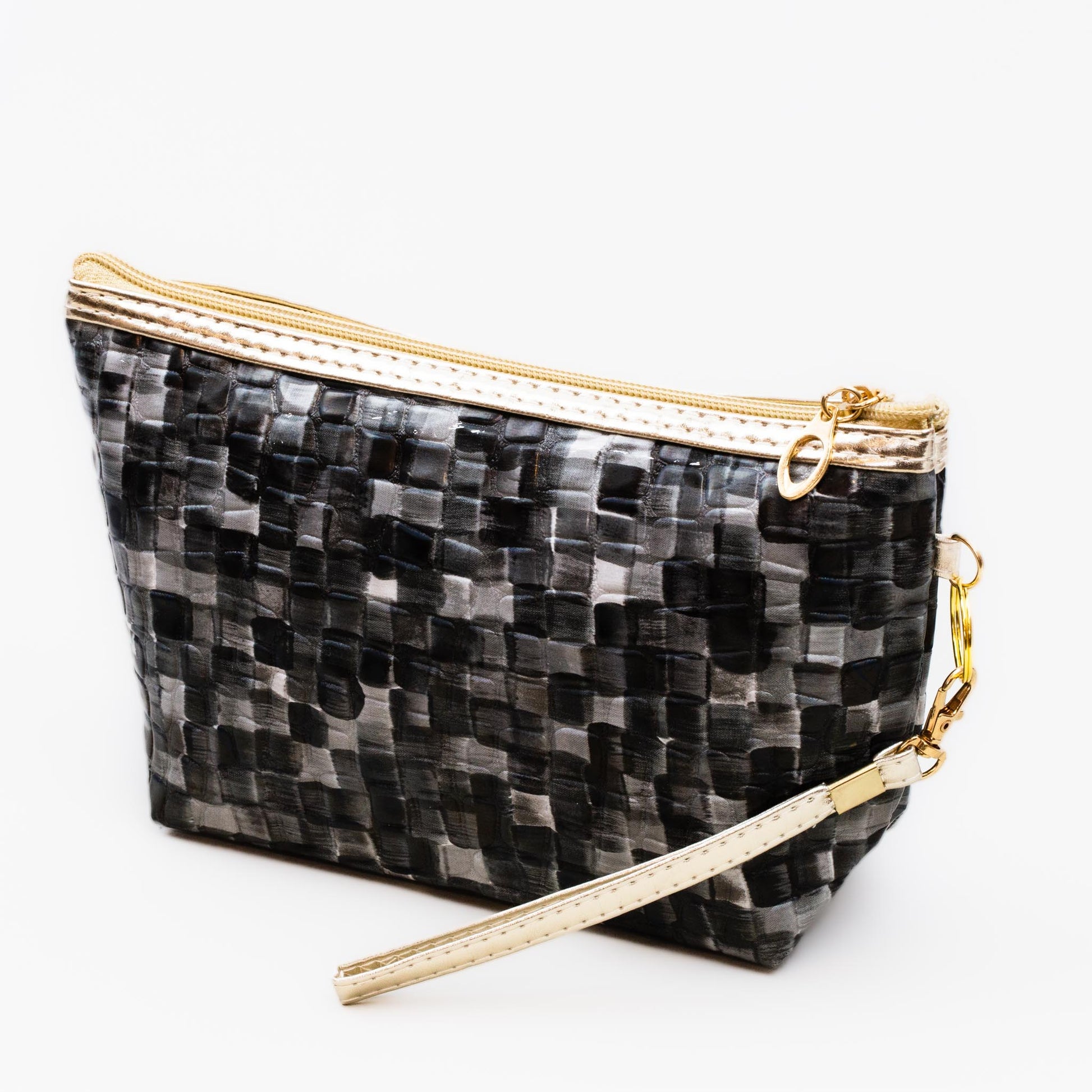 Geantă cosmetice cu imprimeu mozaic - Negru