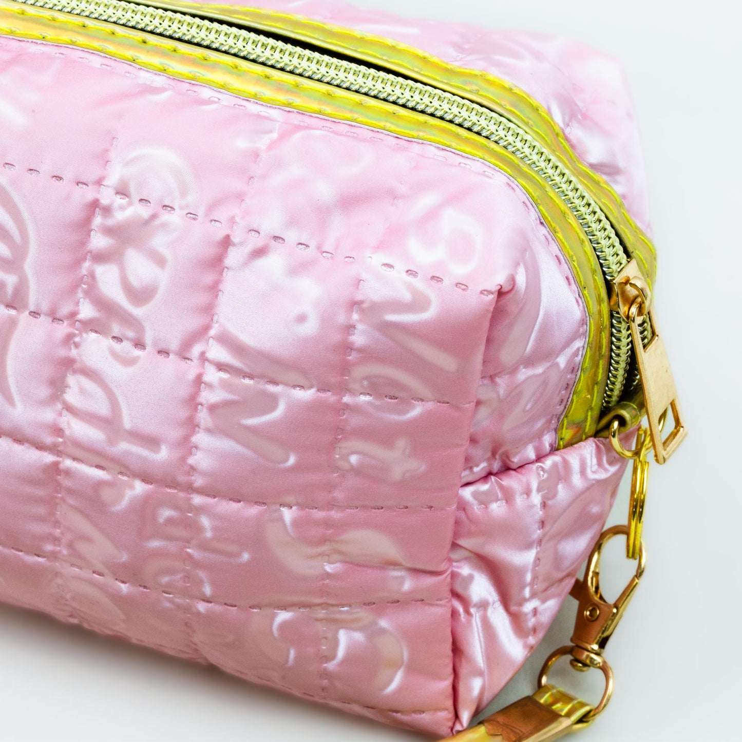 Geantă cosmetice cu textură moale și lucioasă - Peach Iceream