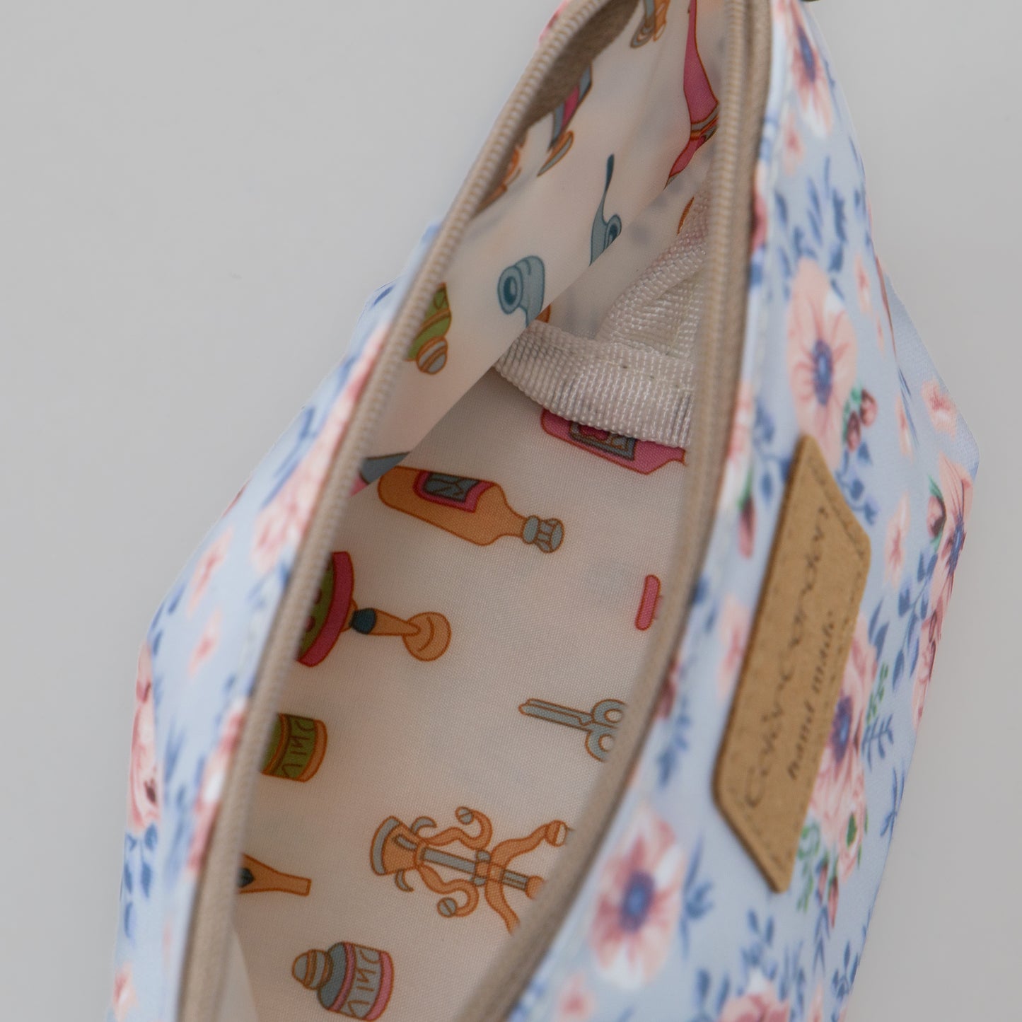 Geantă cosmetice Eden cu imprimeu floral - Albastru