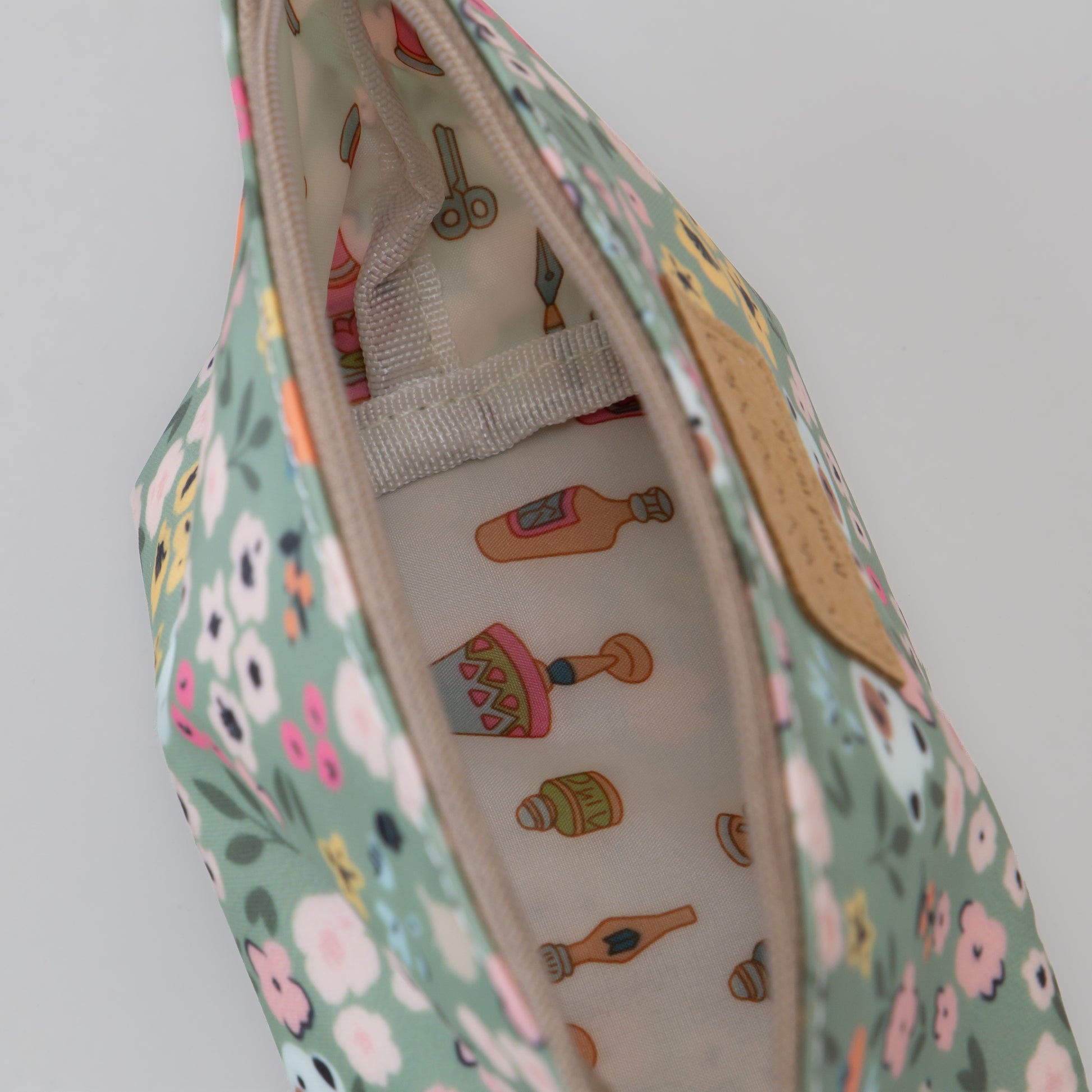 Geantă cosmetice Eden cu imprimeu floral - Verde