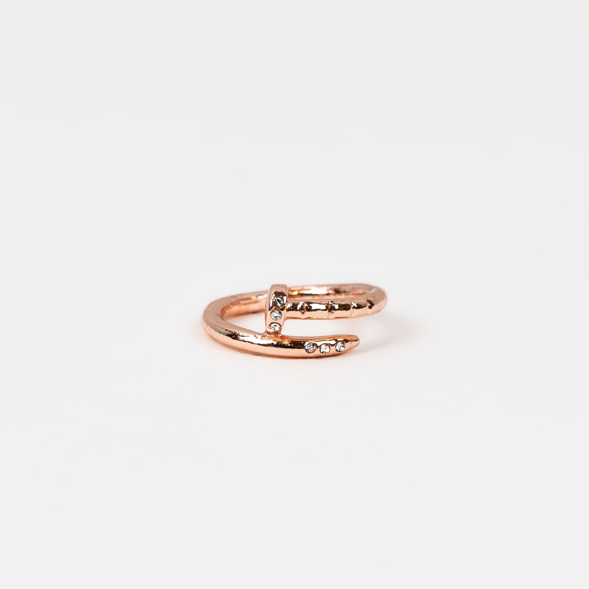 Inel în formă de cui cu ștrasuri - Rose Gold