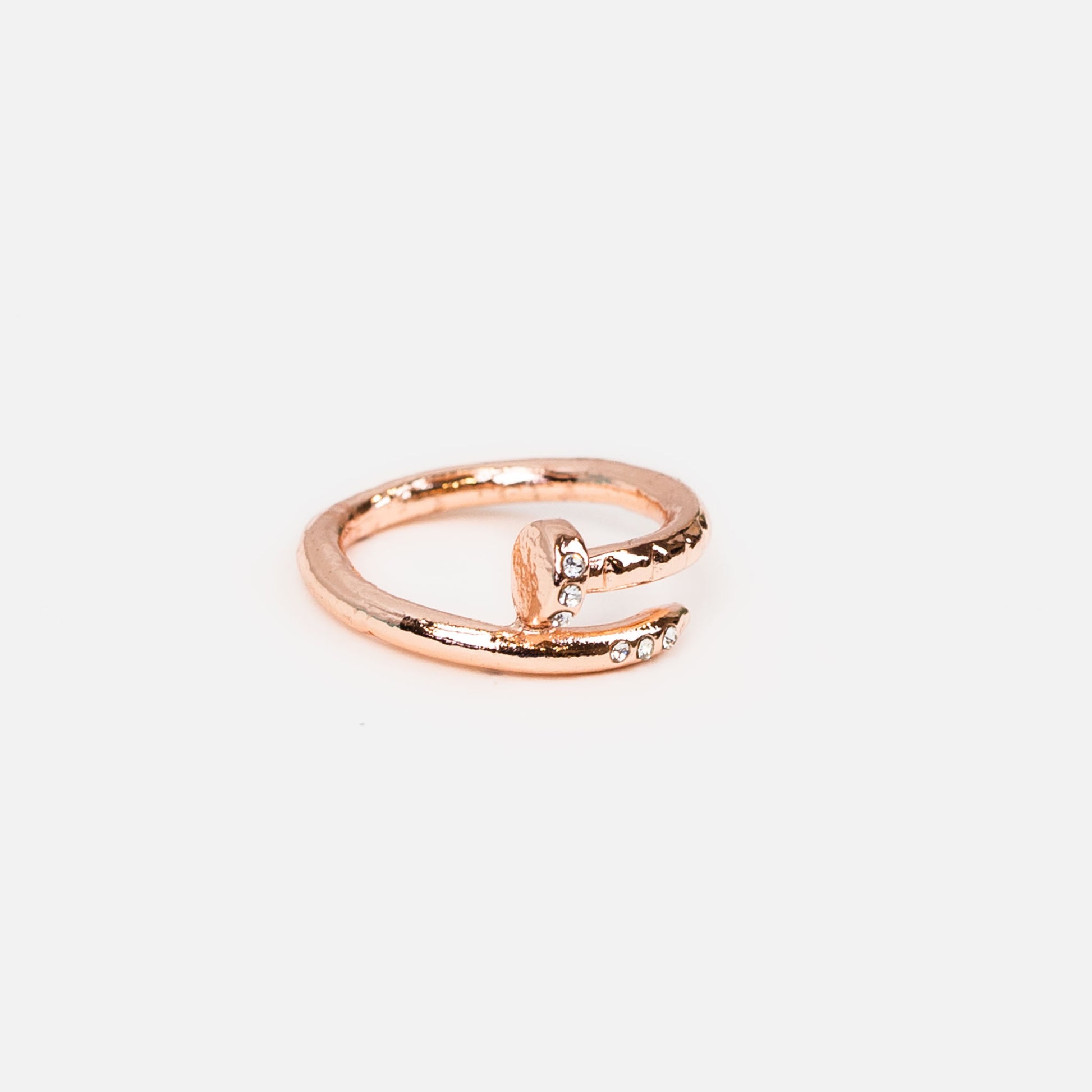 Inel în formă de cui cu ștrasuri - Rose Gold